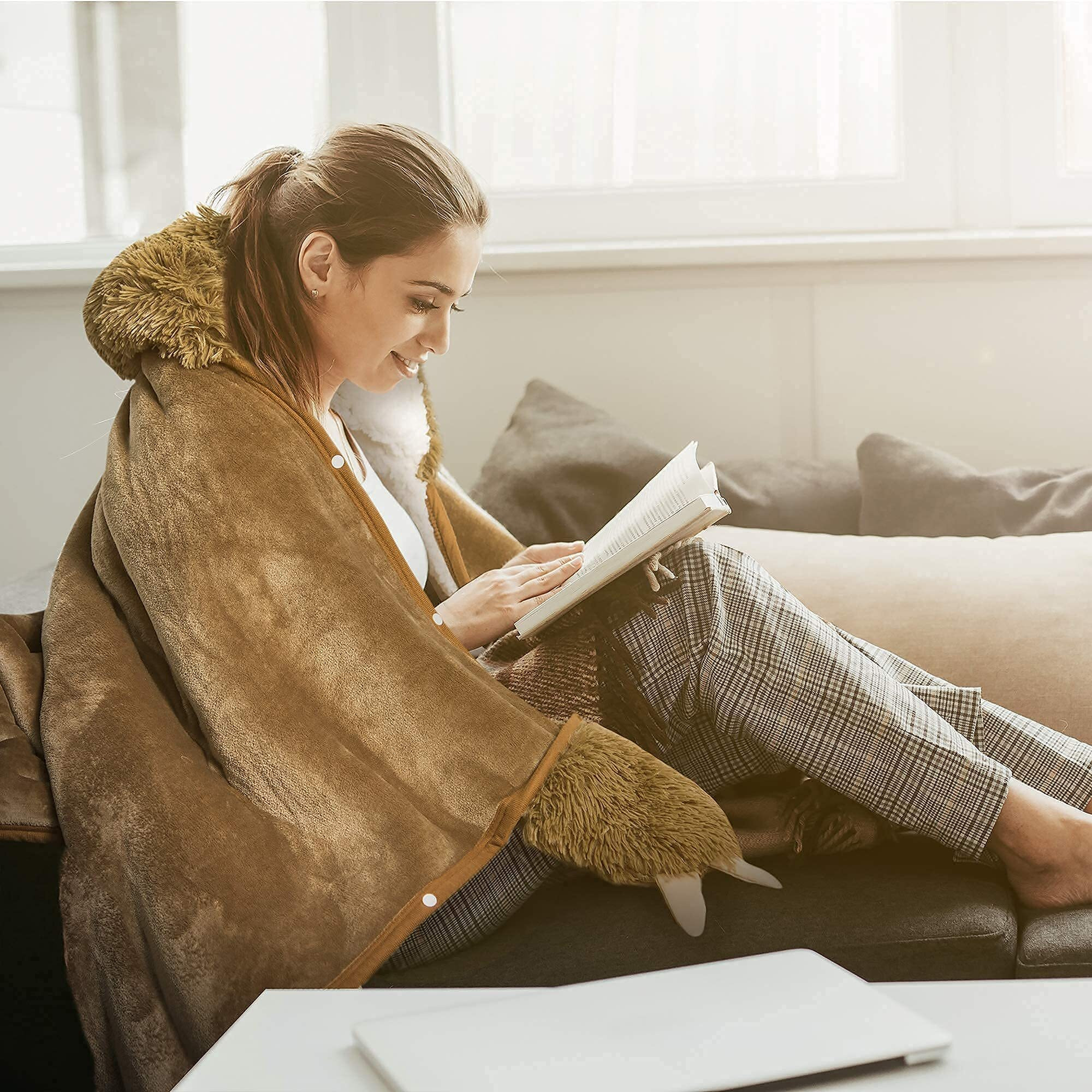 Sloth Wearable Hooded Blanket For Adults - Super Soft Warm Cozy Plush Flannel Fleece & Sherpa Hoodie Throw Cloak Wrap - Sloth Gifts For Women Adults And Kids