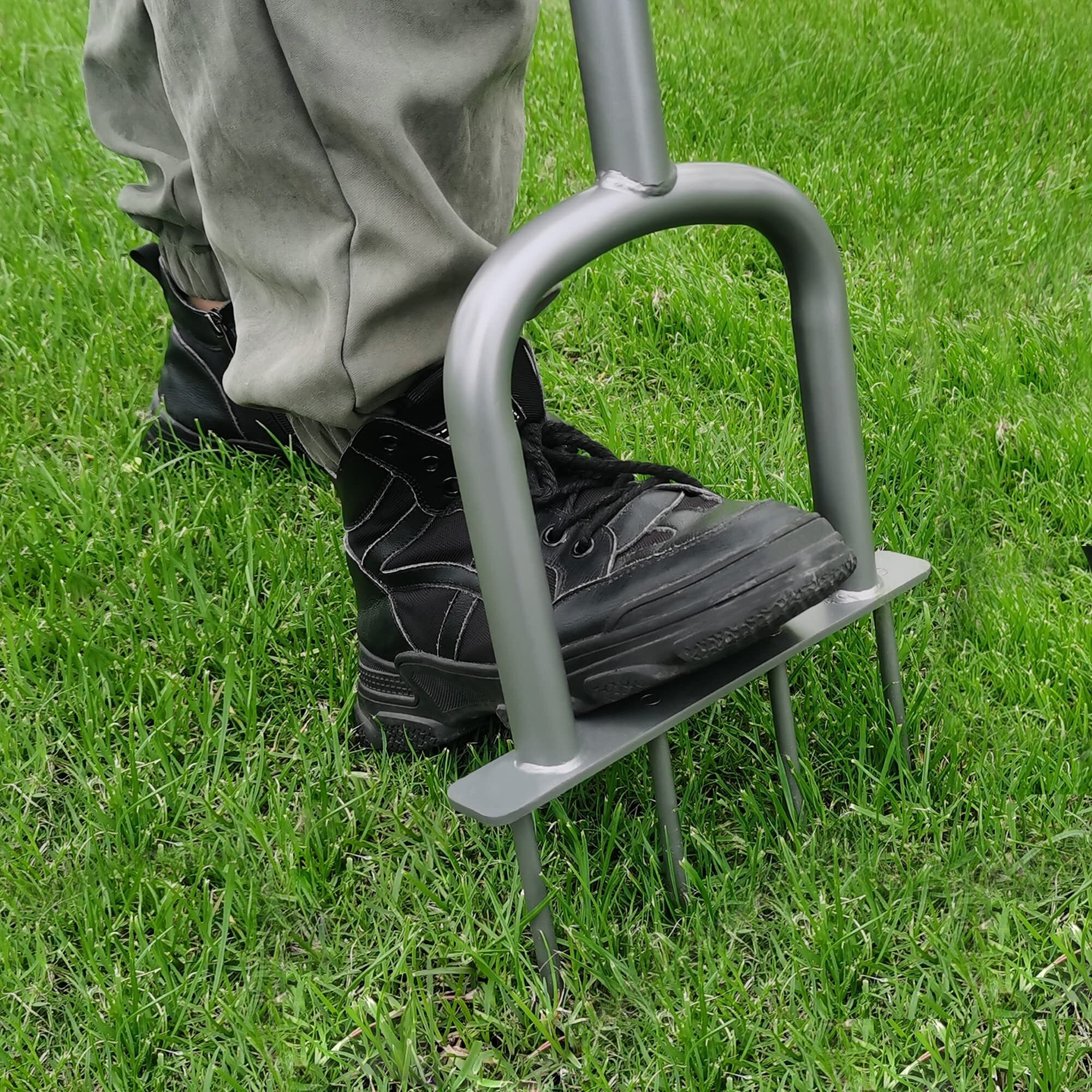 Baraystus Height Adjustable Mannual Lawn Aerator For Compacted Soils And Lawns Hand Aerator With 4 Spike Aerator