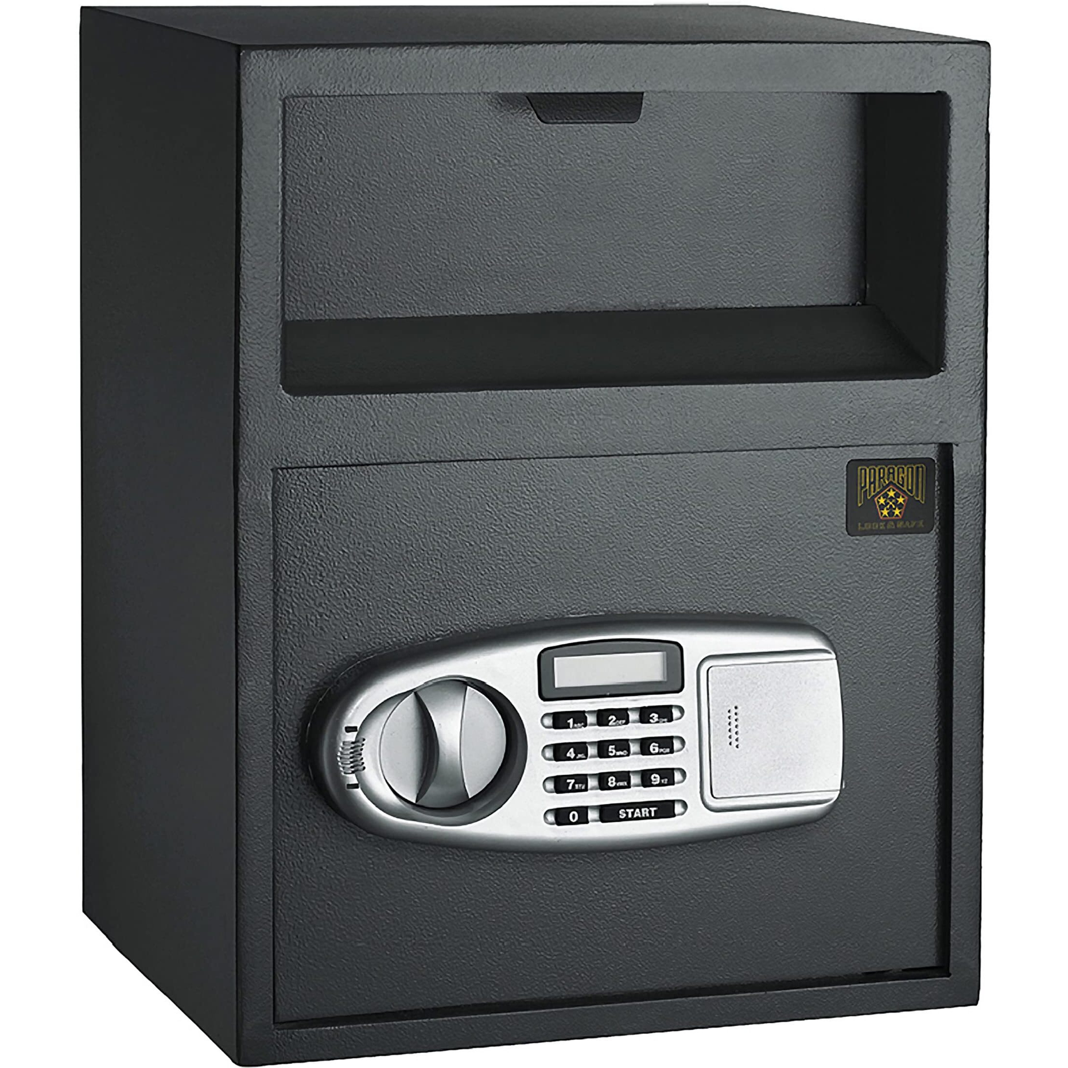 Electronic Safe Deposit Box - Drop Safe With Digital Keypad And 2 Manual Override Keys For Business Cash Drops Or Home Safety By Paragon Safes (Black)