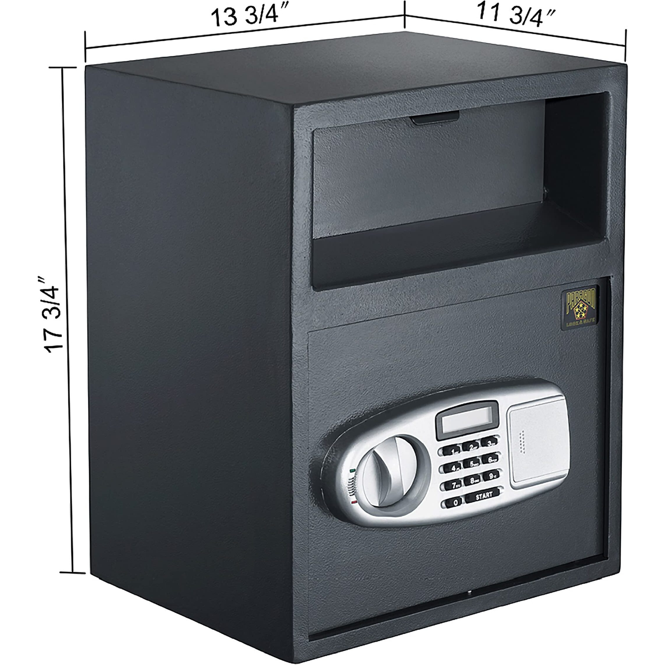 Electronic Safe Deposit Box - Drop Safe With Digital Keypad And 2 Manual Override Keys For Business Cash Drops Or Home Safety By Paragon Safes (Black)