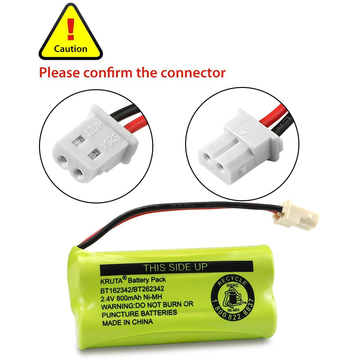 Kruta Bt166342 Bt266342 Battery 2.4V 800Mah Replacement Battery Pack Compatible With For Bt183342 Bt283342 Bt162342 Bt262342 Vtech Cs6114 Cs6419 Cs6719 At&T El52300 Cl80111 Cordless Phone (Pack 4)