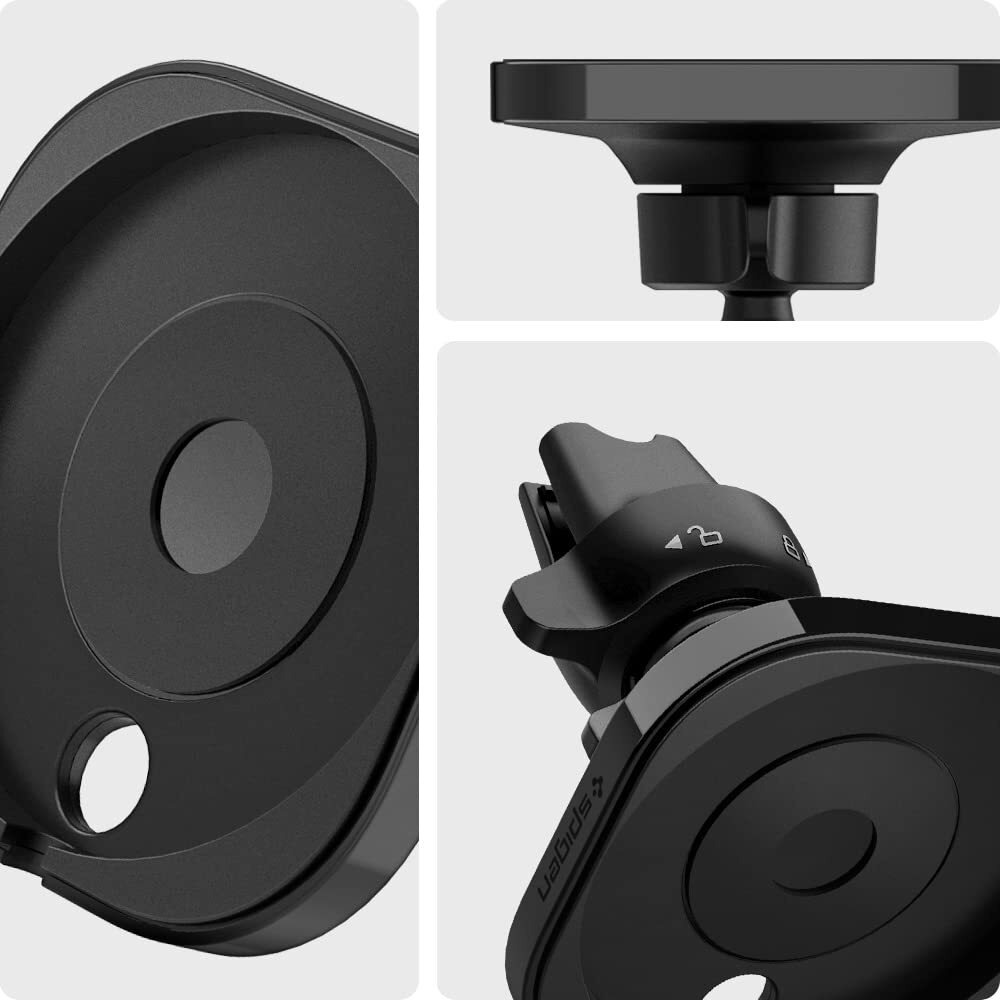Spigen Mag Fit Phone Holder Car Mount Designed For Magsafe Compatible Iphone 16 Pro Max, 16 Pro, 16 Plus, 16 (Charger Not Included) (Requires Usb-C Car Charger) - Black