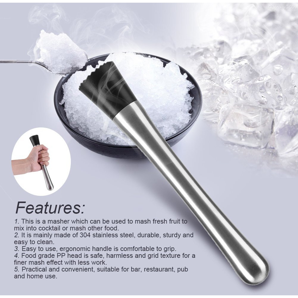 Fdit Cocktail Muddler Stainless Steel Bar Stick Mojito Masher Fruit Mixer Ideal Bartender Tool Barware