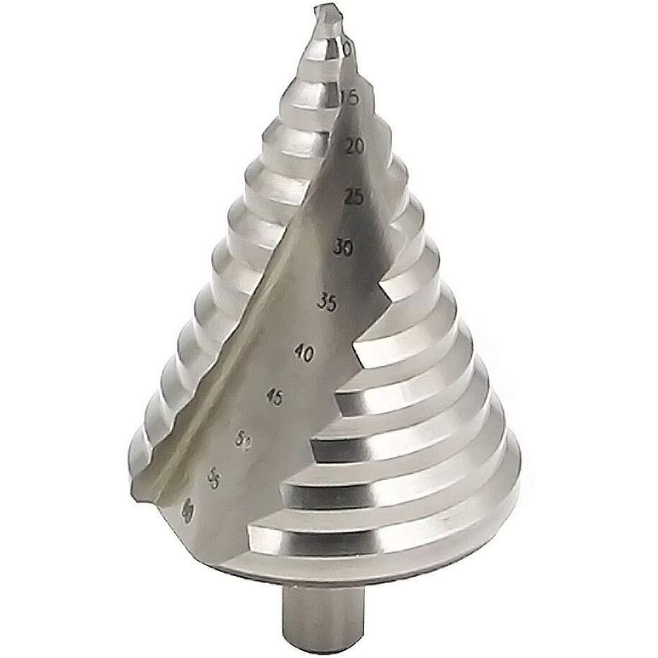 Meichoon Step Drill Bit Set Large Hss Spiral Groove 6-60Mm 12 Steps Sizes, Cobalt Countersunk Drill Cone Drilling Tool Hole Cutting Enlarge Metal Sheet Pvc Sheet Wood, Triangle Handle, Dc18