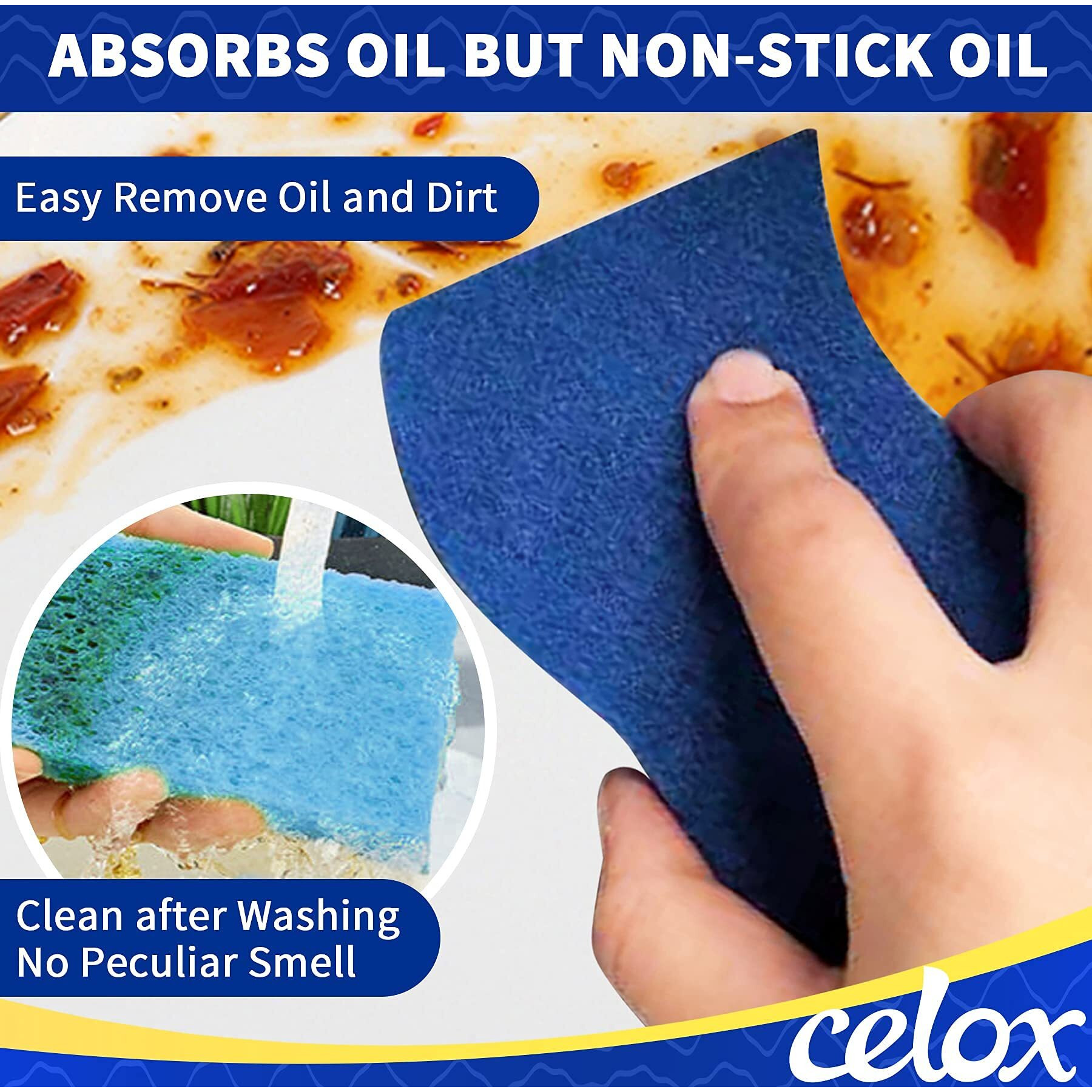 Celox 12 Pack Non-Scratch Dish Sponge, Dual Sided Kitchen Sponges For Dishes, Long Lasting Dishwashing Household Cleaning Sponges For Kitchen, Easy To Dry And Reusable
