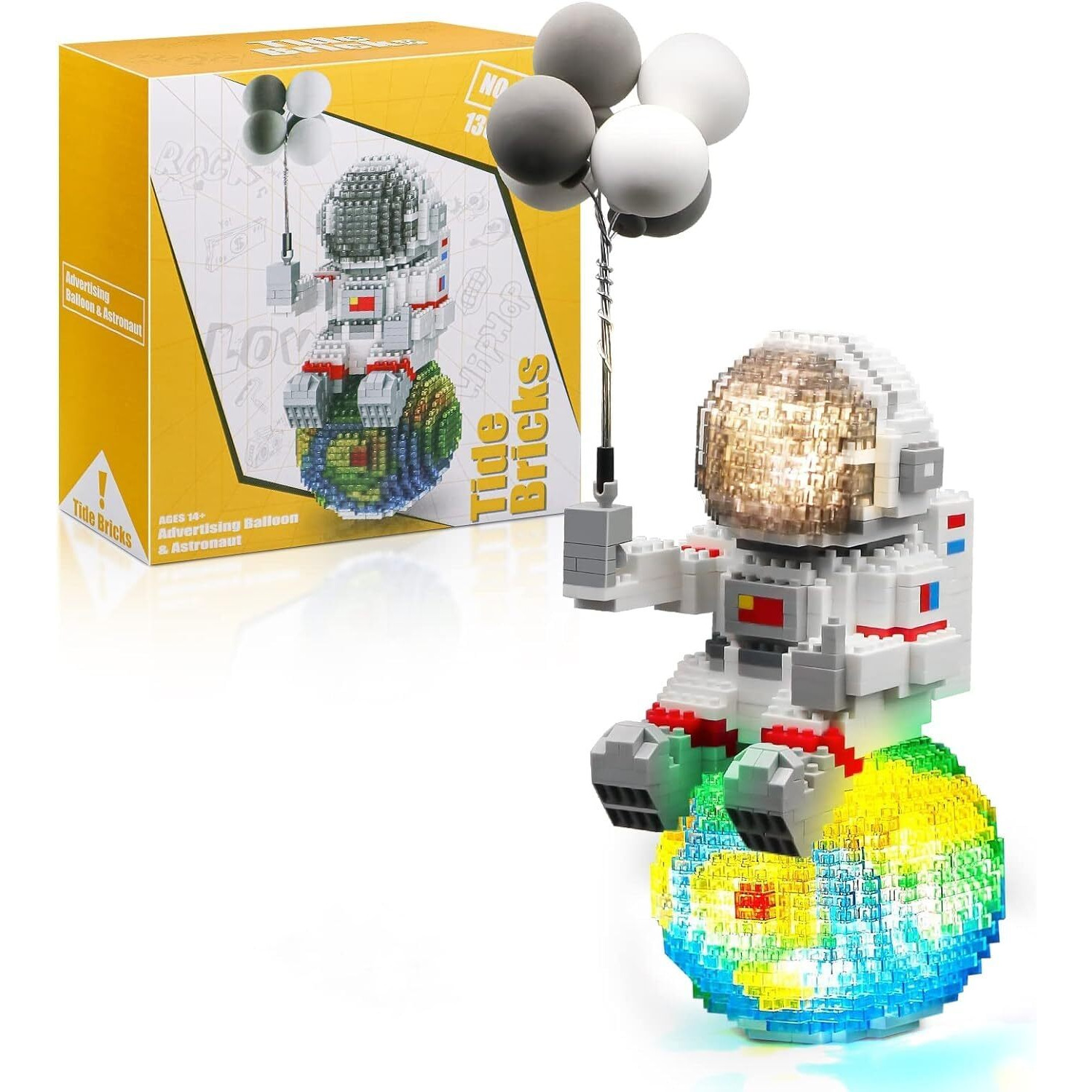 Finger Rock Astronaut Mini Bricks Miniature Building Set Micro Building Kits For Adults And Kids 12-15 Space Toys With Balloons - Compatible Nano (1368 Pieces)