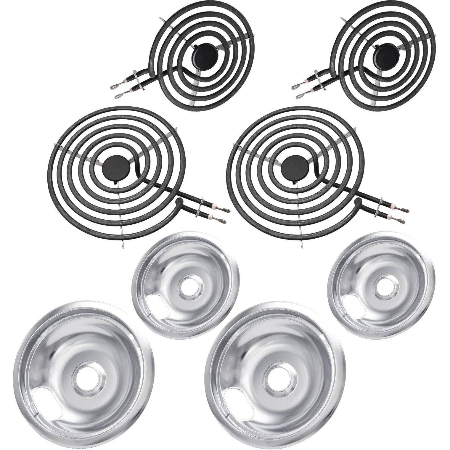 Cozzivita Mp22Ya Electric Stove Burner Element Replacement Set & W10290350 W10290353 4 Pack Silver Drip Pans - Perfectly Fit Whirlpool Electric Range Stove Top
