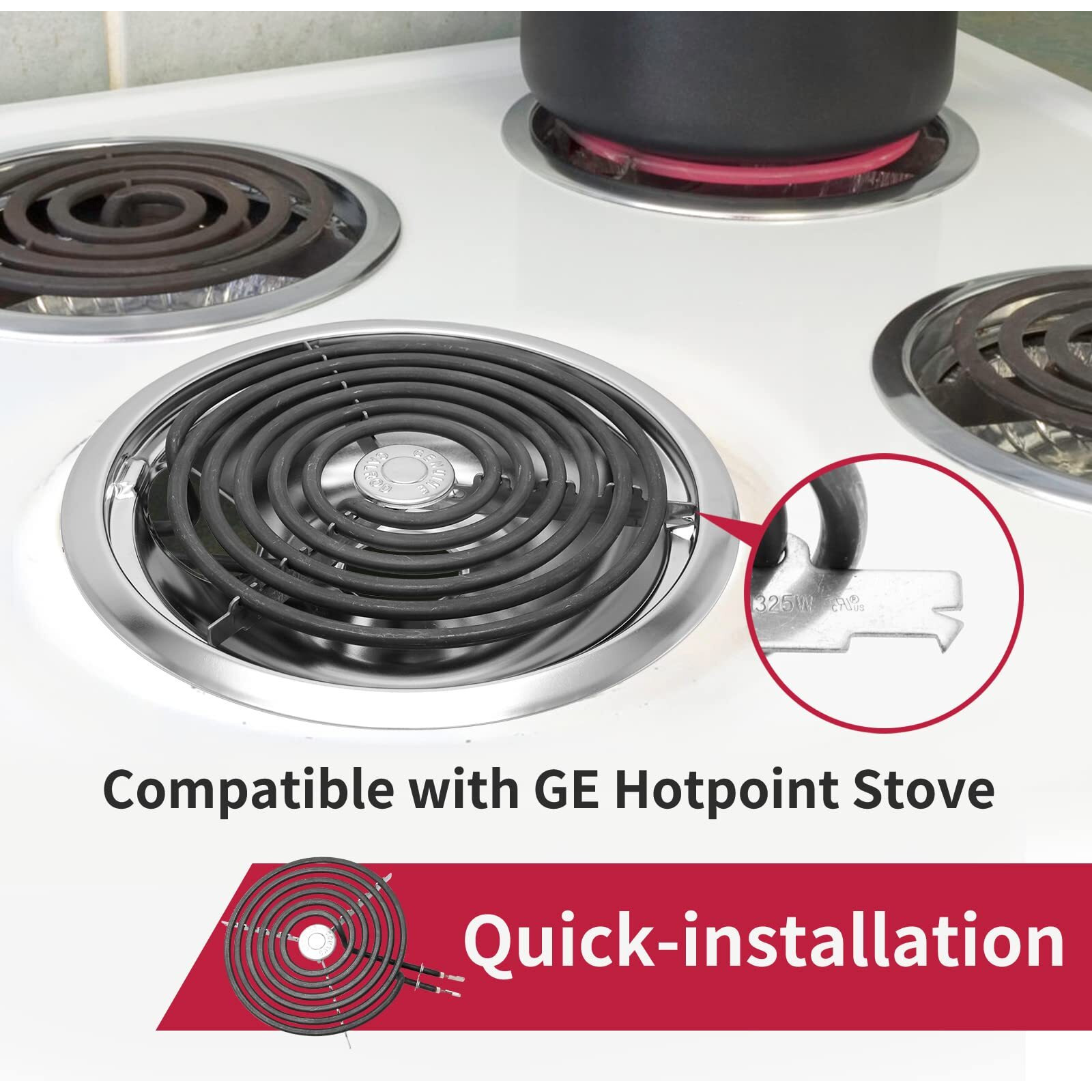 Cozzivita Mp22Ya Electric Stove Burner Element Replacement Set & W10290350 W10290353 4 Pack Silver Drip Pans - Perfectly Fit Whirlpool Electric Range Stove Top