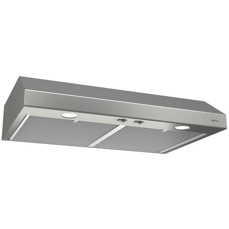 Broan-Nutone Glacier 24-Inch Under-Cabinet 4-Way Convertible Range Hood With 2-Speed Exhaust Fan And Light, Stainless Steel