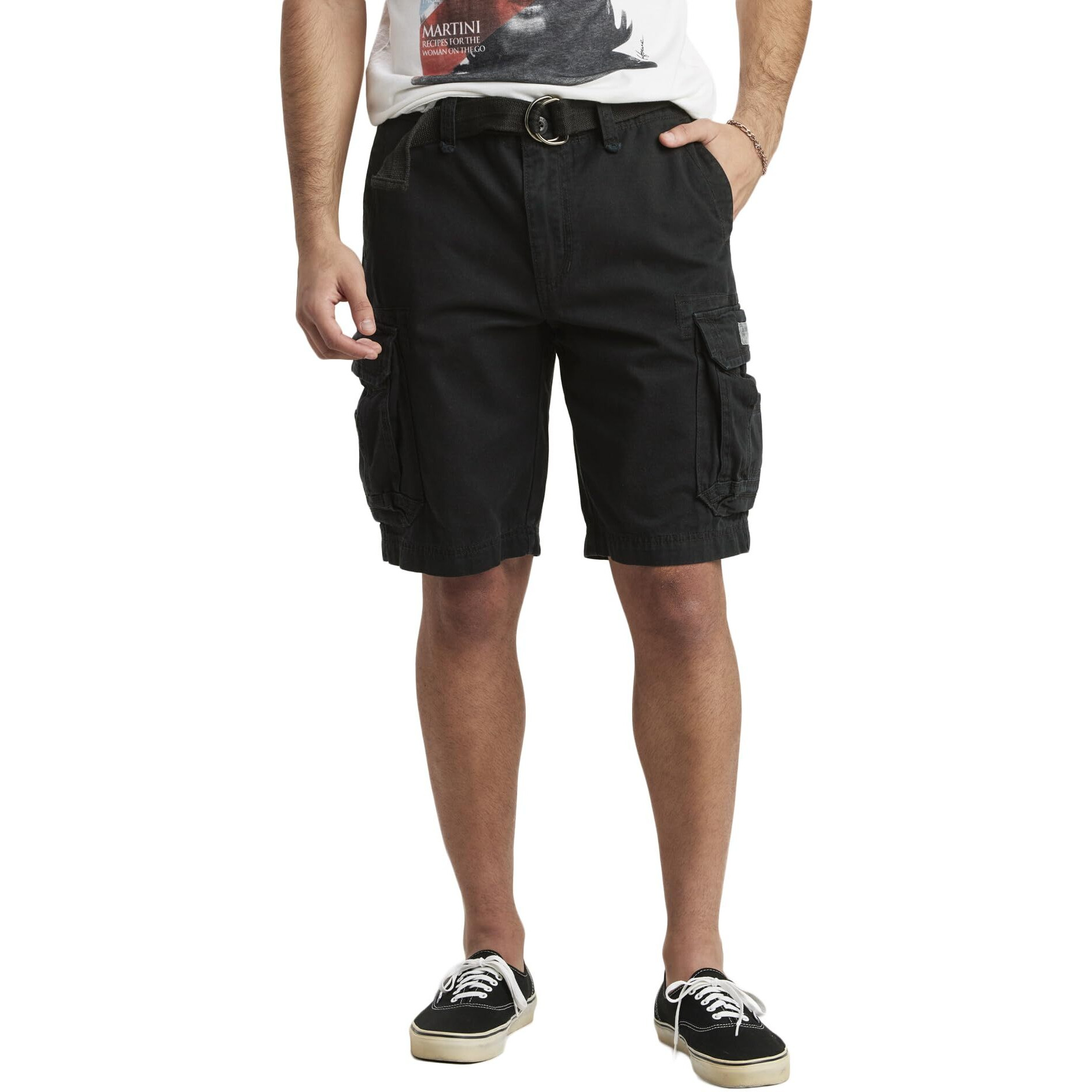 Unionbay Men's Survivor Belted Cargo Short, Black, 34