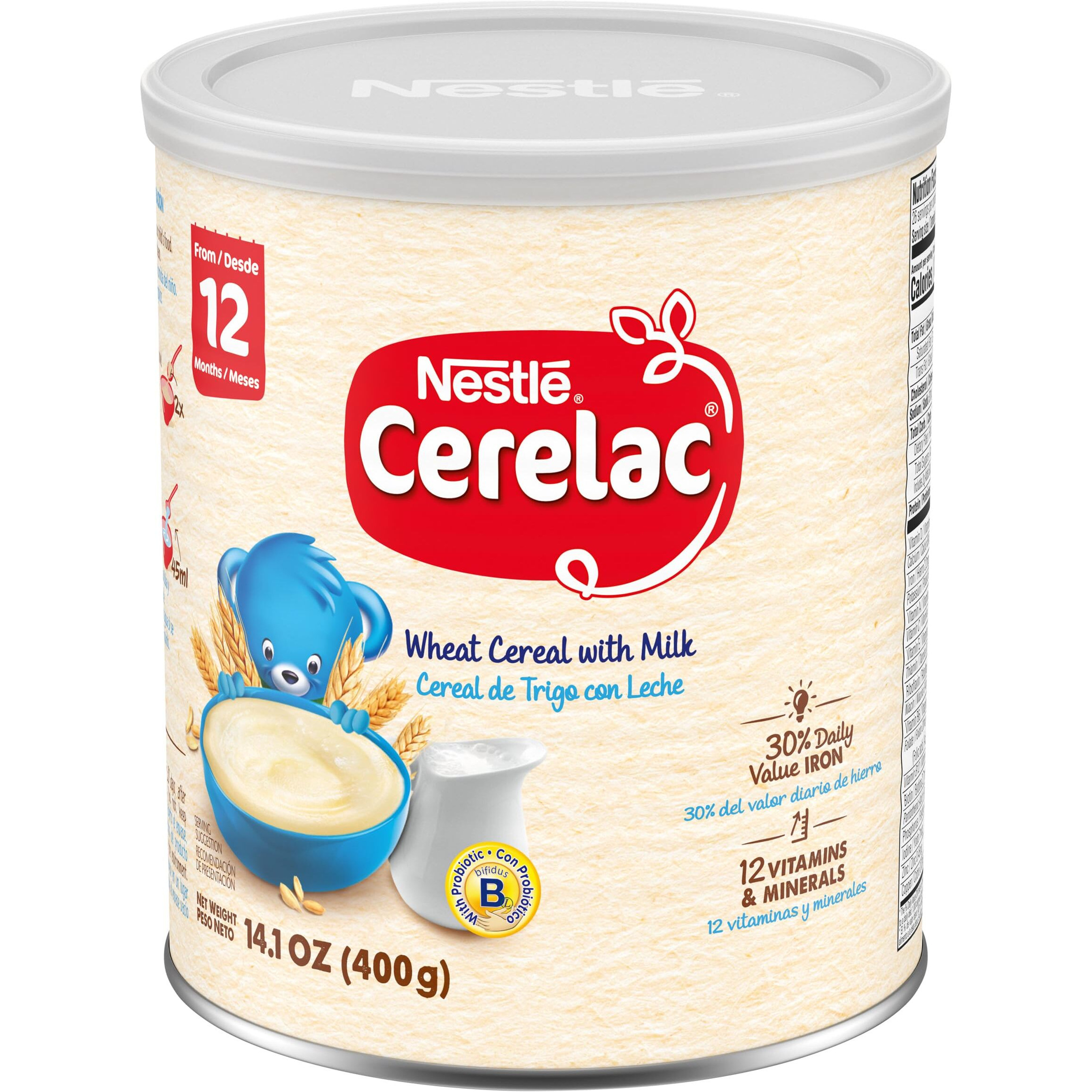 Nestle Cerelac Wheat Cereal With Milk, Made For Toddlers 12 Months, 14.1-Ounce Canister (Pack Of 1)