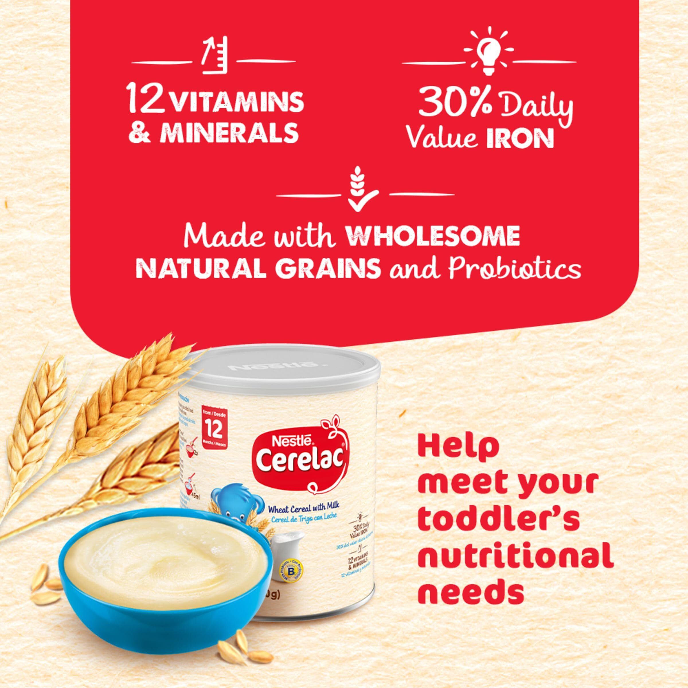 Nestle Cerelac Wheat Cereal With Milk, Made For Toddlers 12 Months, 14.1-Ounce Canister (Pack Of 1)