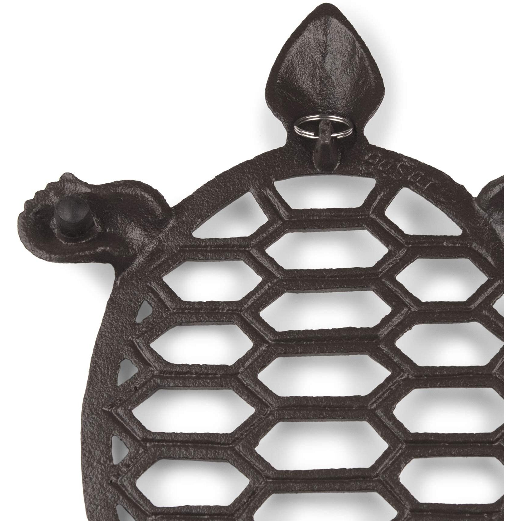 Gasar  , Cast Iron Trivet For Hot Dishes, Pots, And Pans, Metal Trivet, Sea Turtle Design, Rubber Feet Caps, Ring Hanger, 11.5 X 8 Inches, Brown