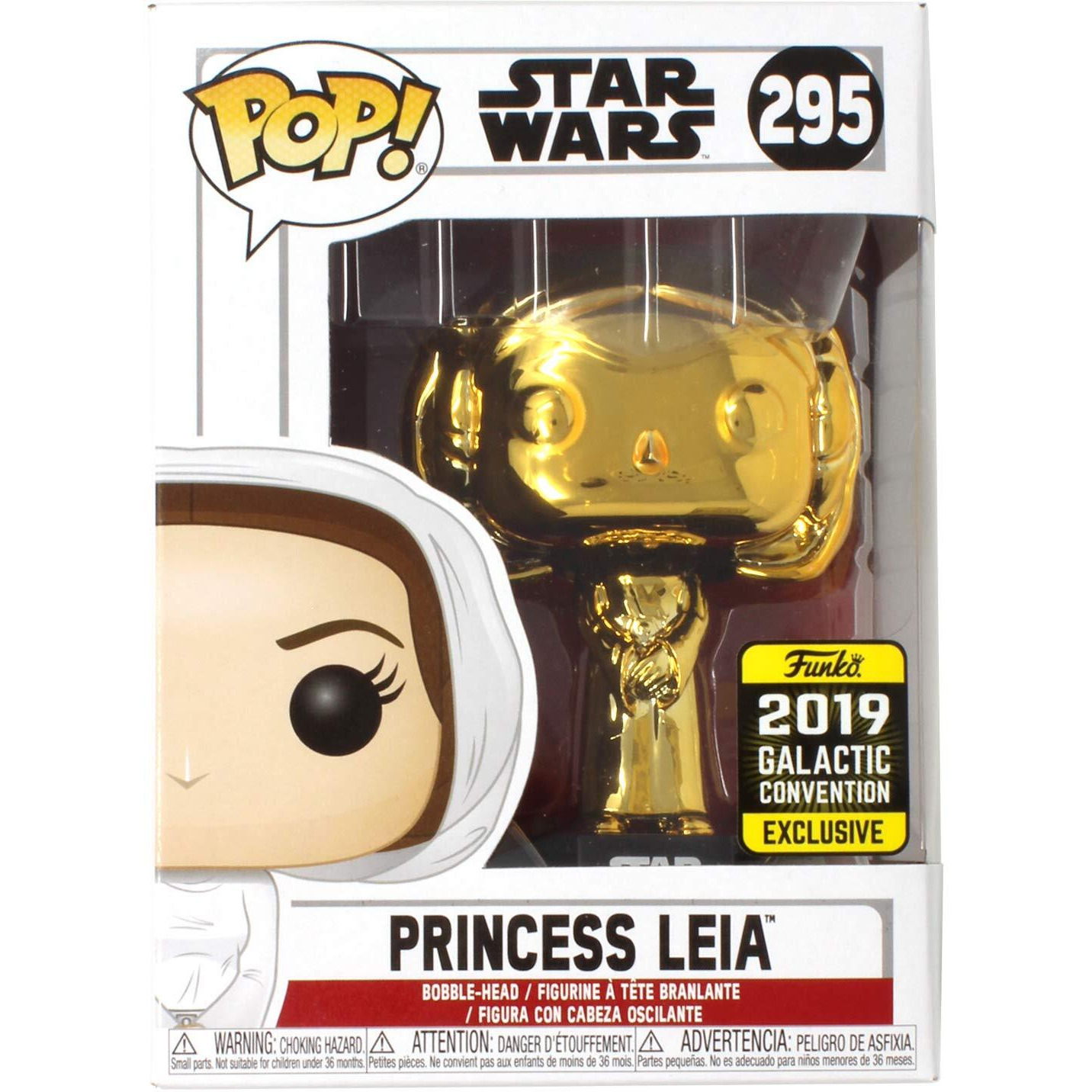 Pop Funko Star Wars Celebration (Gold Chrome) Princess Leia 295 - 2019 Star Wars Galactic Convention Exclusive
