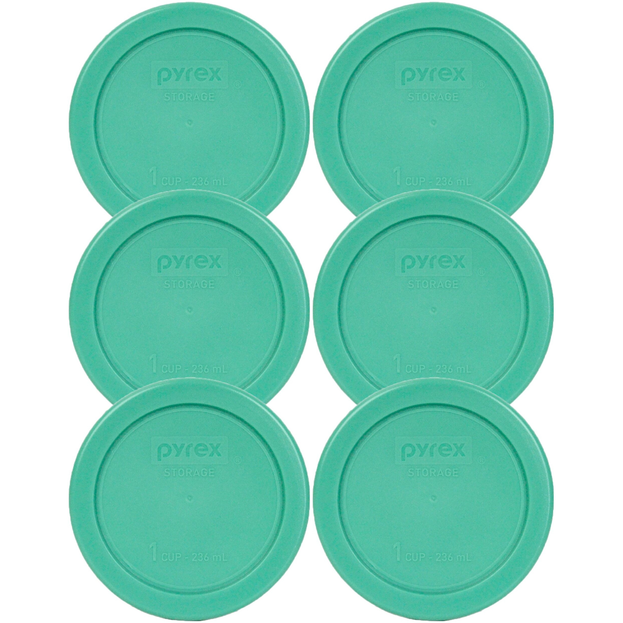 Pyrex 7202-Pc 1 Cup Green Round Plastic Replacement Lid - 6 Pack - Original Genuine Pyrex - Made In The Usa