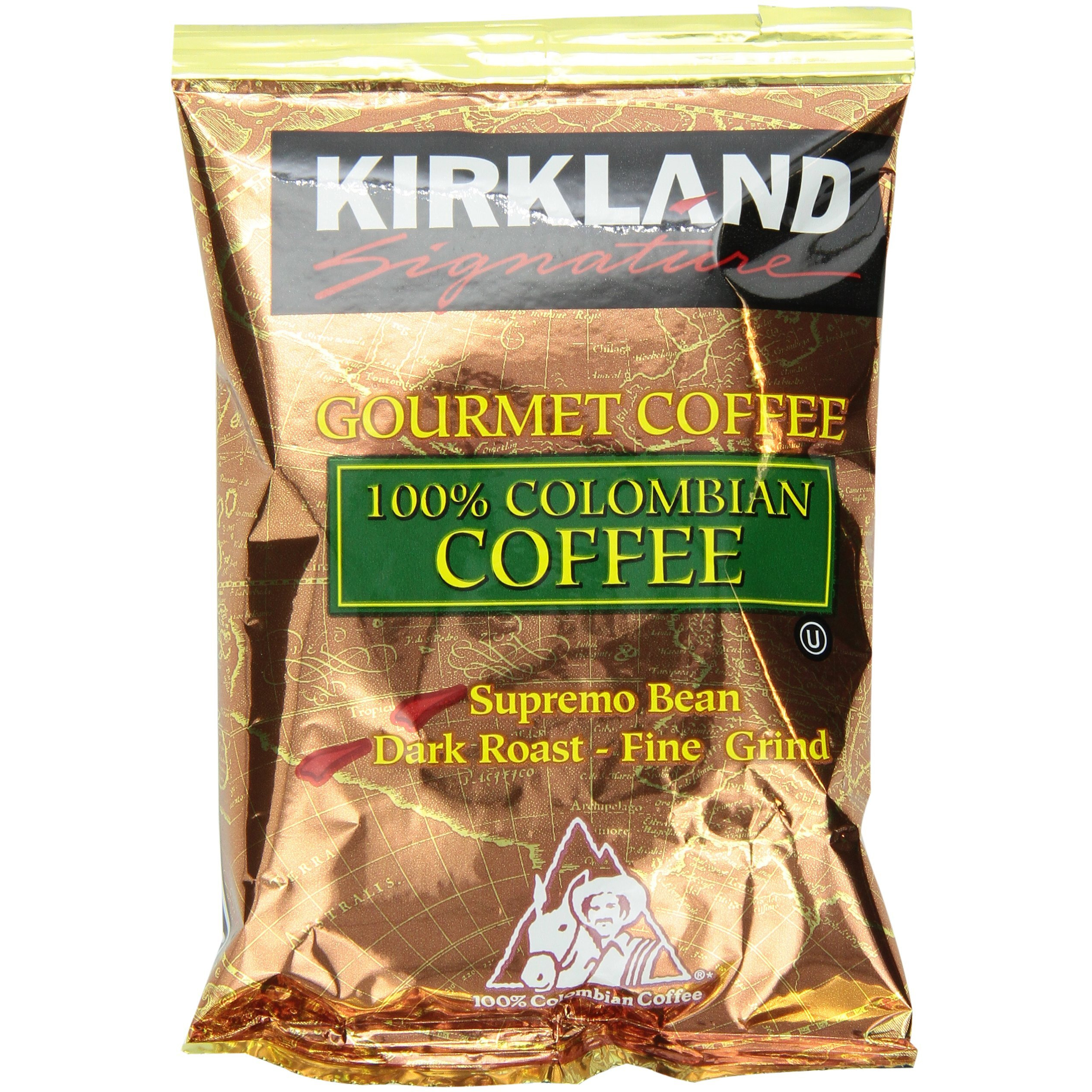 Kirkland Signature 100% Colombian Coffee, Supremo Bean Dark Roast Fine Grind, 42 Pouches(Pack Of 1)