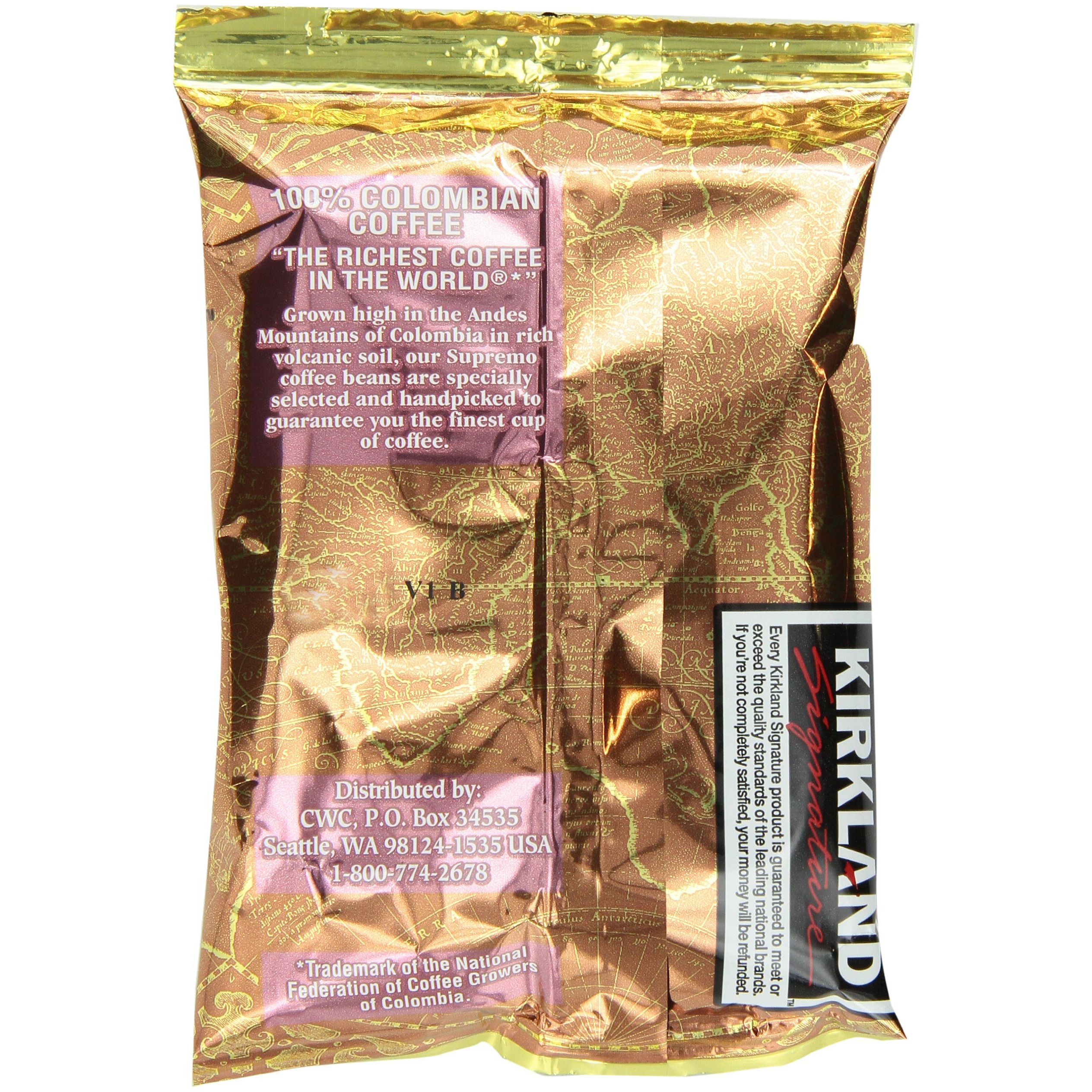 Kirkland Signature 100% Colombian Coffee, Supremo Bean Dark Roast Fine Grind, 42 Pouches(Pack Of 1)
