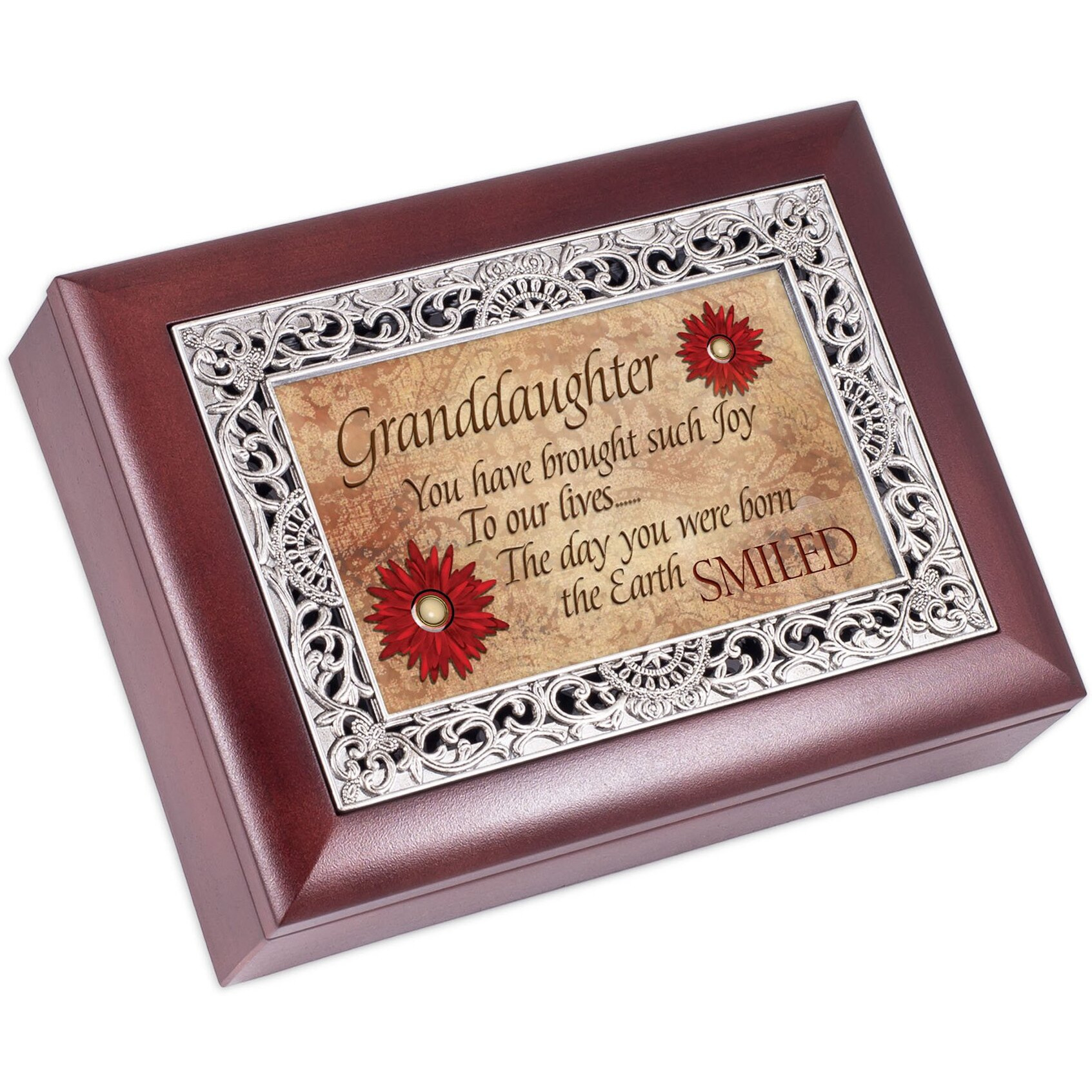 Cottage Garden Granddaughter Brought Such Joy Rosewood Jewelry Music Box Plays Wonderful World