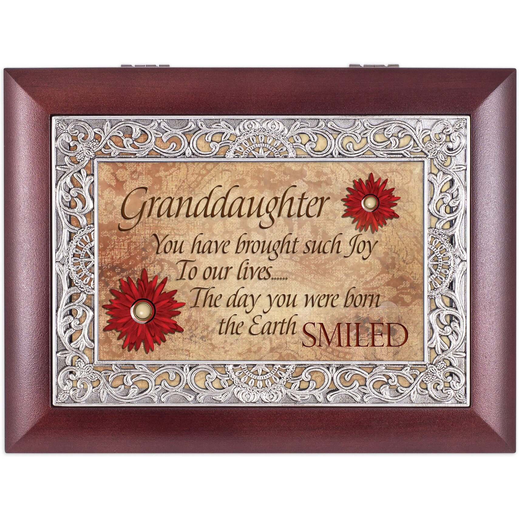 Cottage Garden Granddaughter Brought Such Joy Rosewood Jewelry Music Box Plays Wonderful World