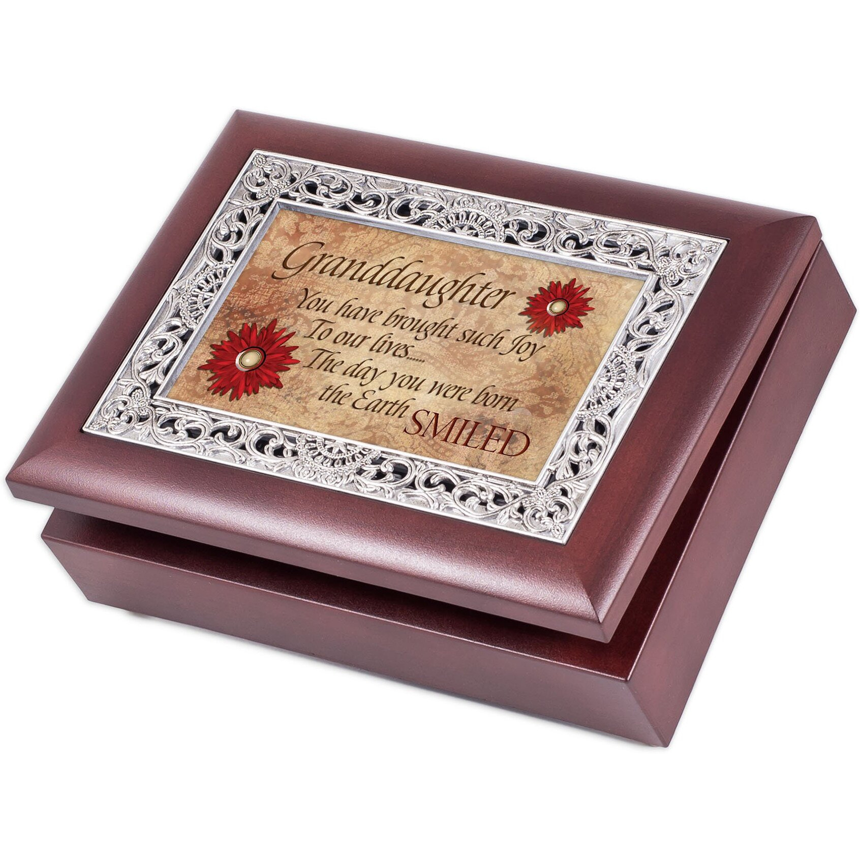 Cottage Garden Granddaughter Brought Such Joy Rosewood Jewelry Music Box Plays Wonderful World