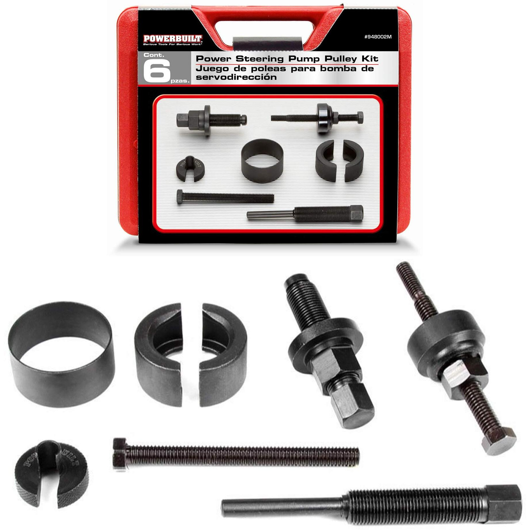 Powerbuilt Power Steering Pump Pulley Kit, Alternator Pulleys, Remove, Disconnect And Install, Adapters Included - 948002