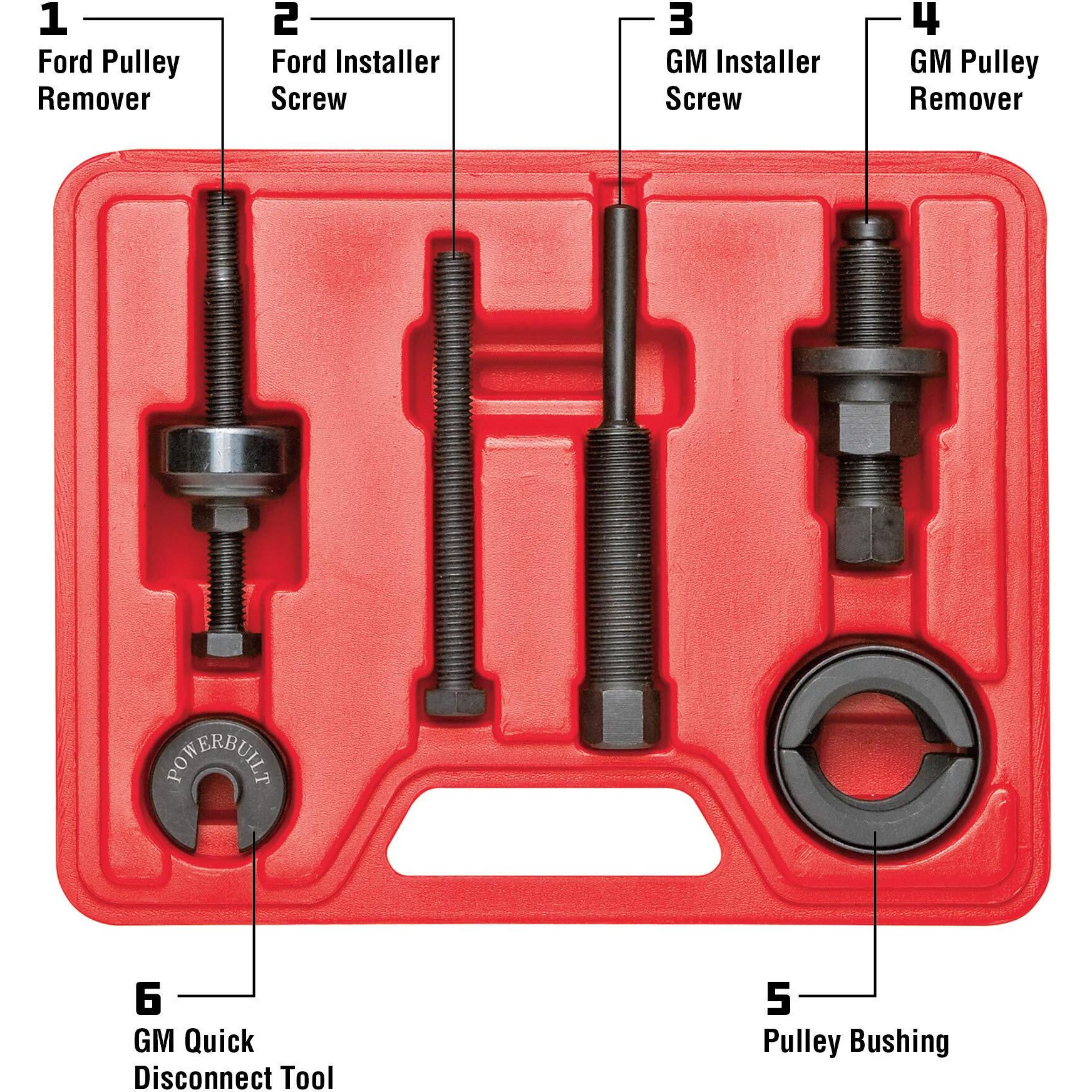 Powerbuilt Power Steering Pump Pulley Kit, Alternator Pulleys, Remove, Disconnect And Install, Adapters Included - 948002