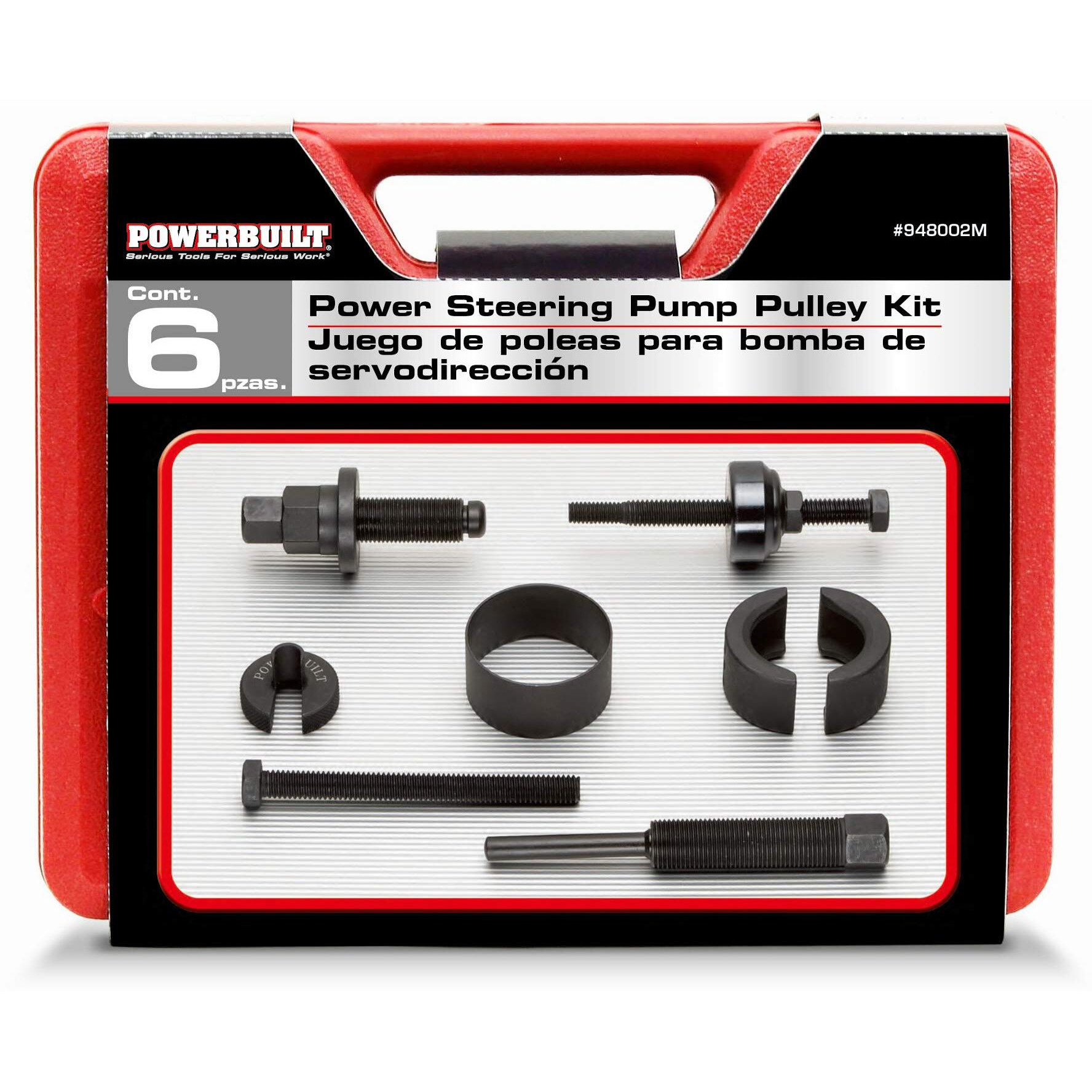 Powerbuilt Power Steering Pump Pulley Kit, Alternator Pulleys, Remove, Disconnect And Install, Adapters Included - 948002