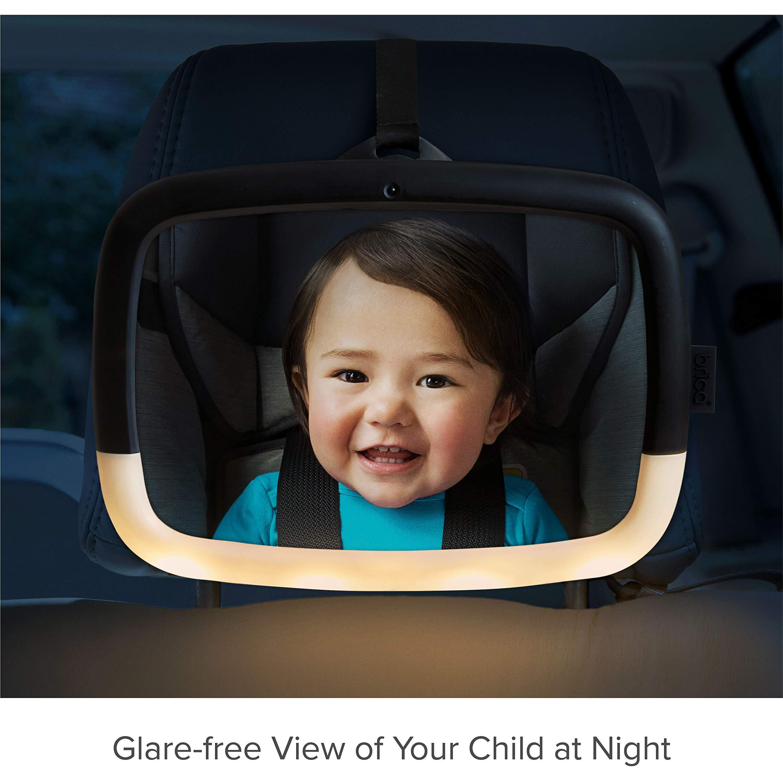 Munchkin Brica Night Light Pivot Baby In-Sight Adjustable Car Mirror, Crash Tested And Shatter Resistant, Black