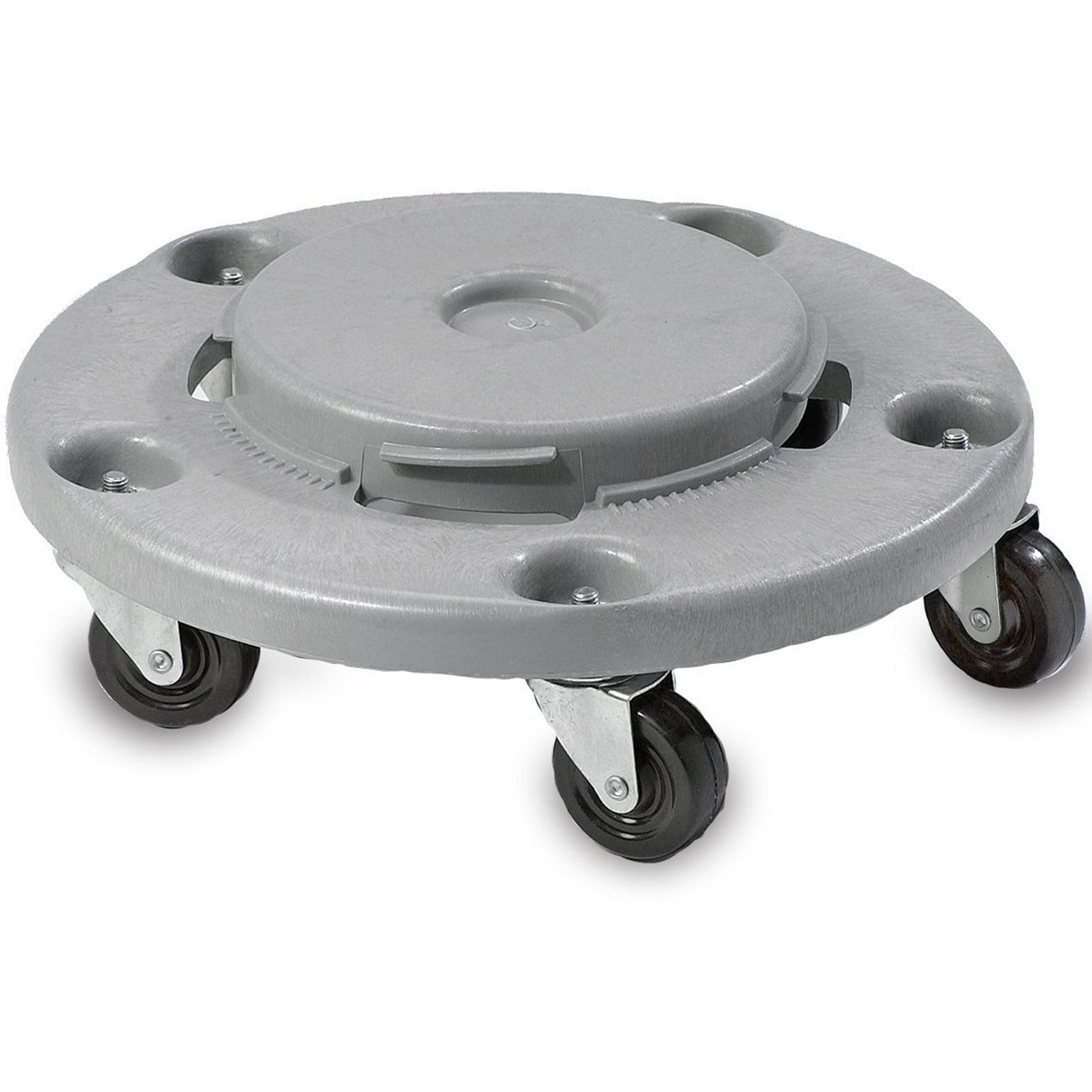 Janico 1040 Trash Can Dolly - Heavy Duty Bolted Casters, Round, Grey, Fits 20 32 44 55 Gallon Containers