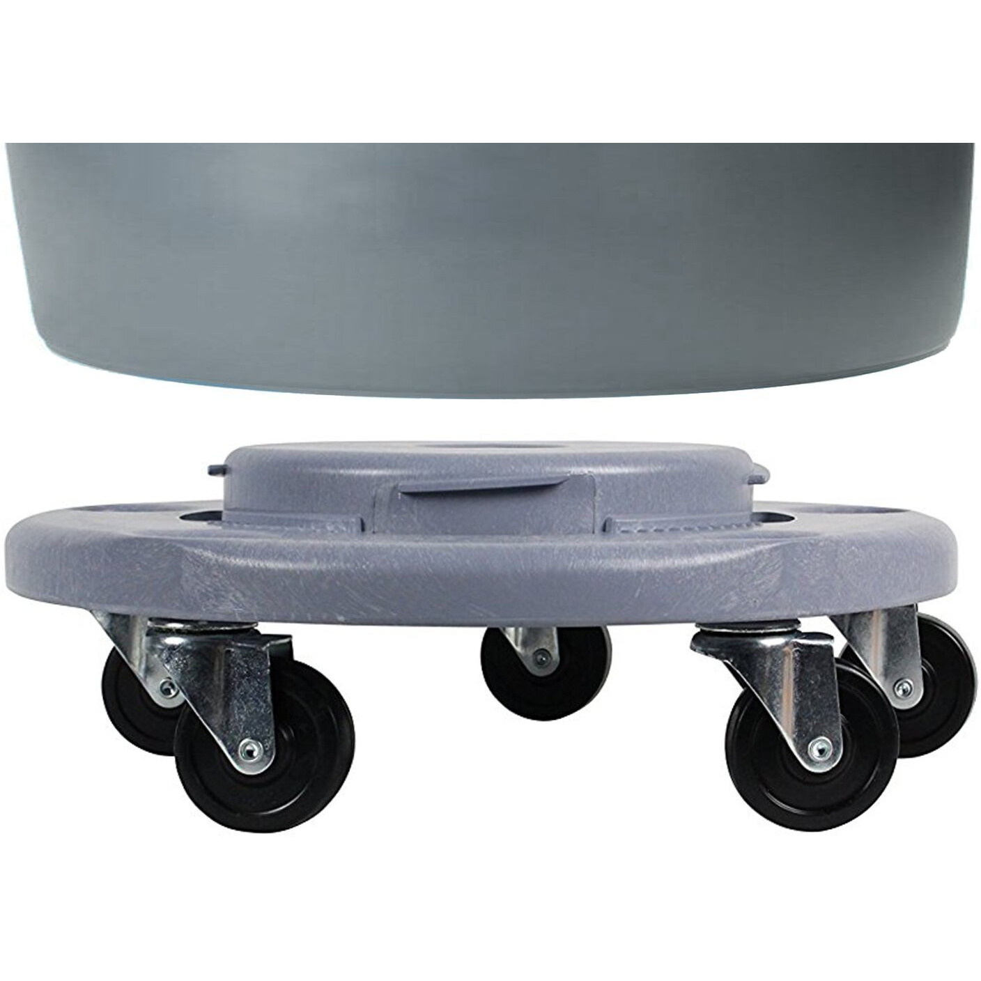 Janico 1040 Trash Can Dolly - Heavy Duty Bolted Casters, Round, Grey, Fits 20 32 44 55 Gallon Containers