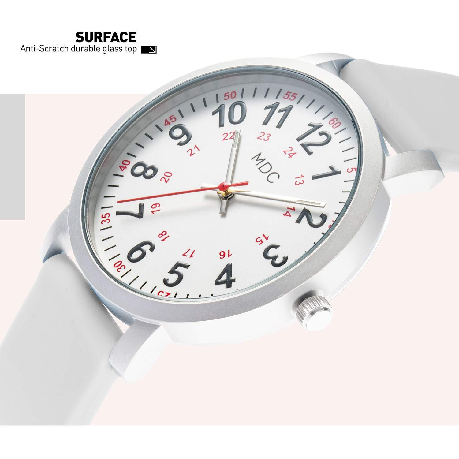Infantry Nursing Watches For Nurse With Second Hand Emt Analog Medical White Watch For Women Waterproof Casual Healthcase Worker Wristwatch Silicone Band