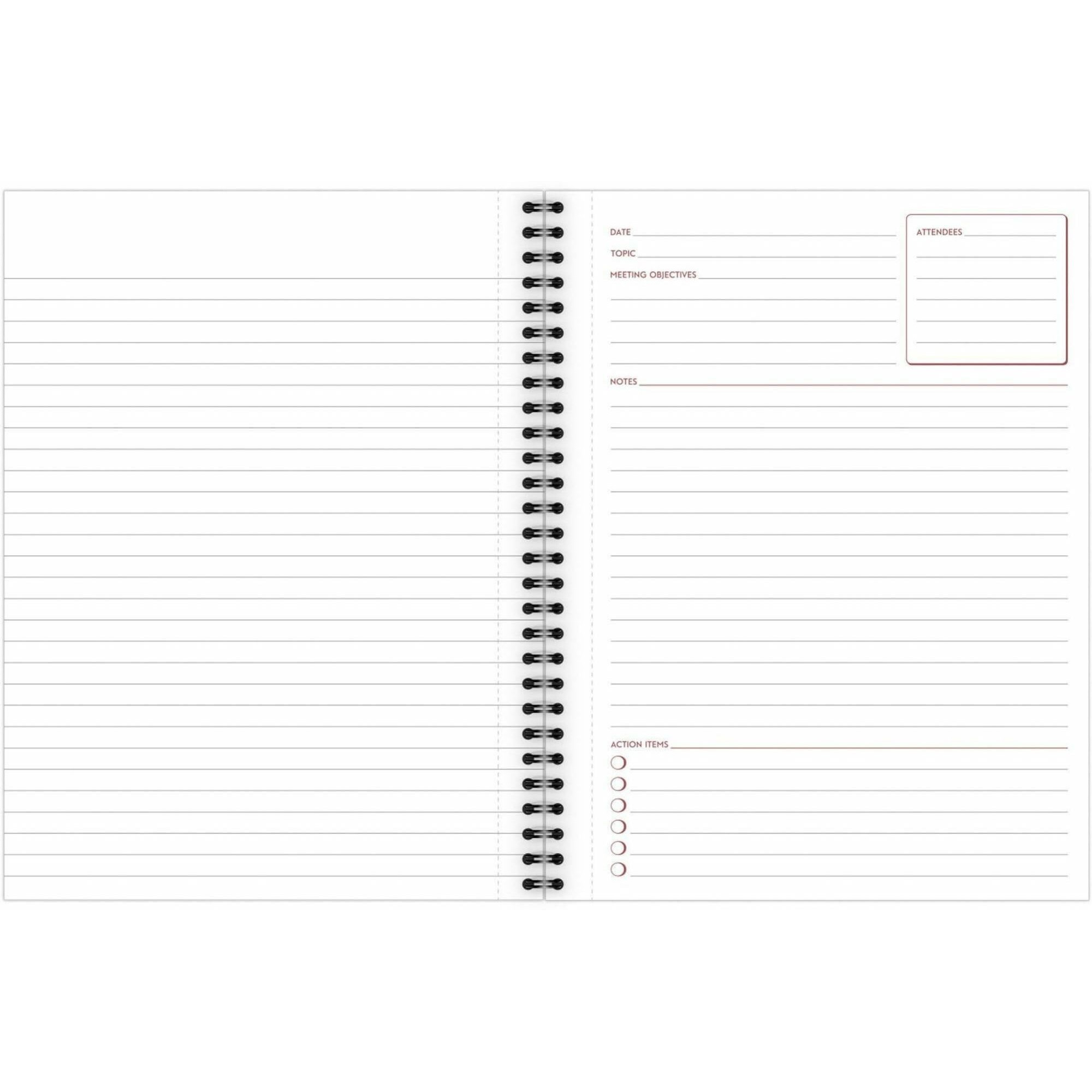 Cambridge Notebook, Business Notebook, 6-5/8"" X 9-1/2   , 80 Sheets, Ruled, Meeting Notes, Flexible Cover, Wirebound, Gray (06982)