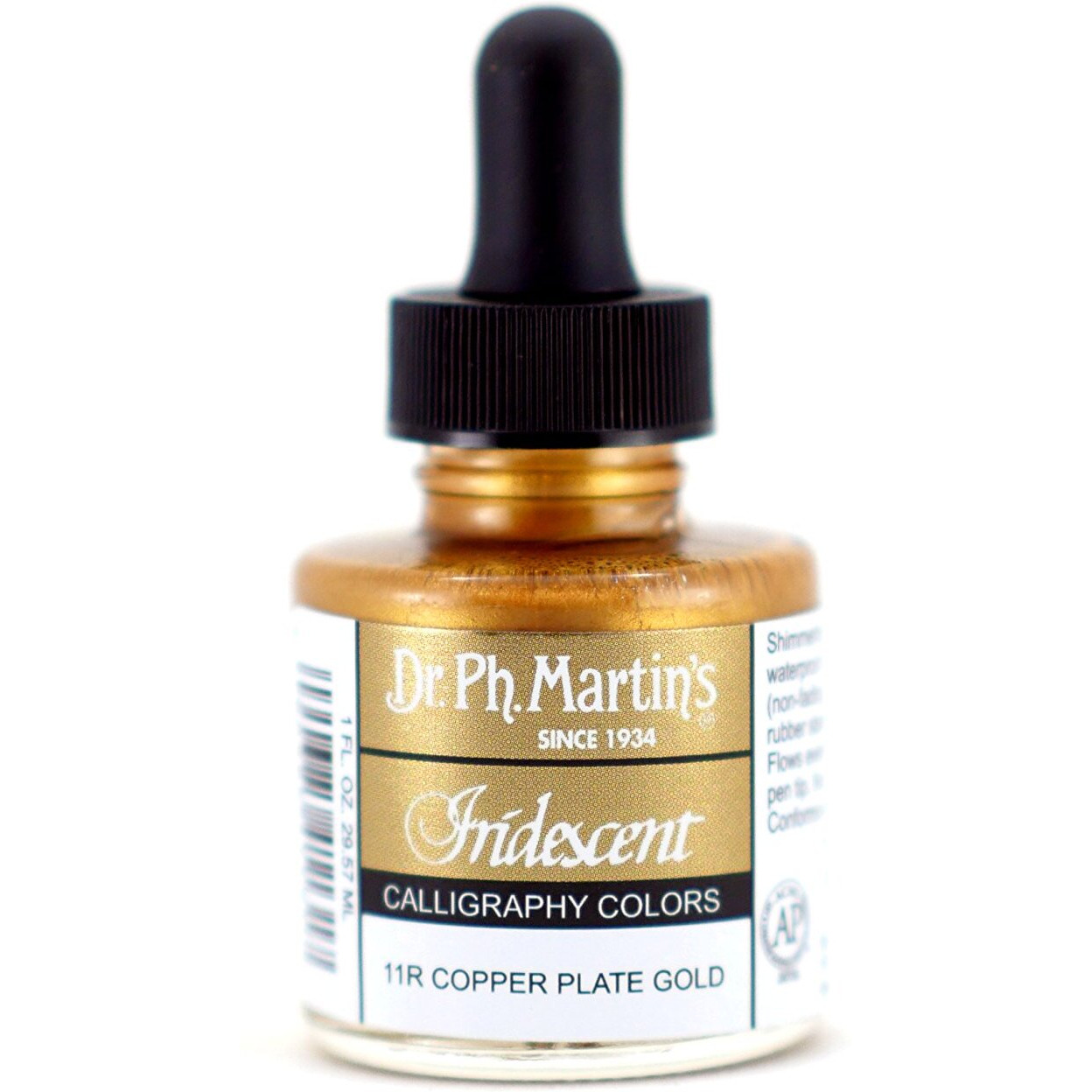 Dr. Ph. Martin's Iridescent Calligraphy Color (11R) Ink Bottle, Copper Plate Gold