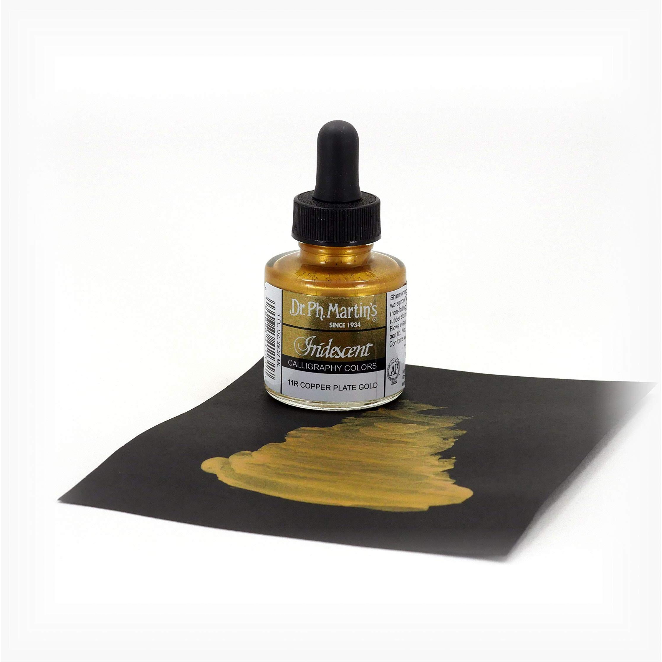 Dr. Ph. Martin's Iridescent Calligraphy Color (11R) Ink Bottle, Copper Plate Gold