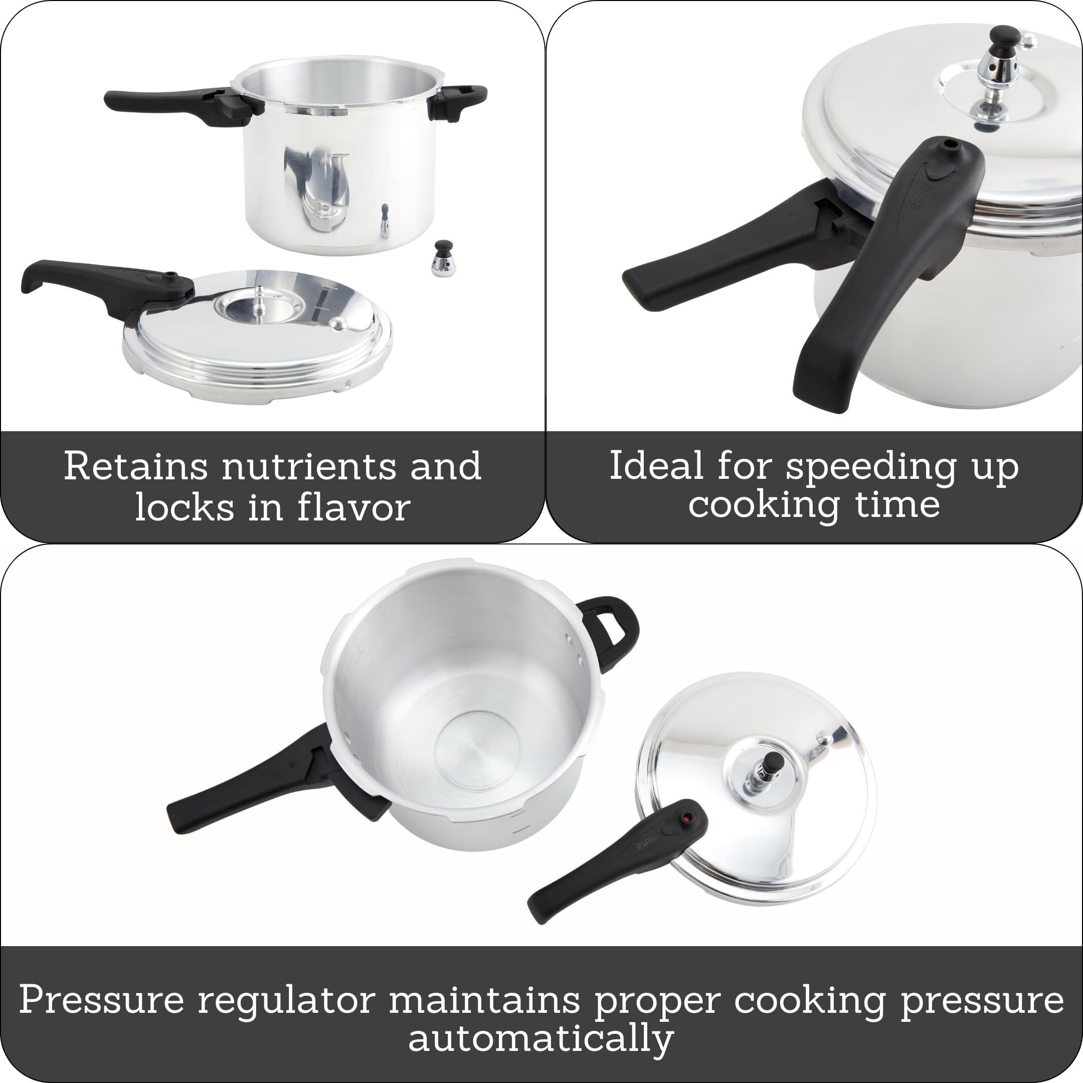 Imusa Usa A417-80801W Stovetop Aluminum Pressure Cooker 7.0-Quart,Silver