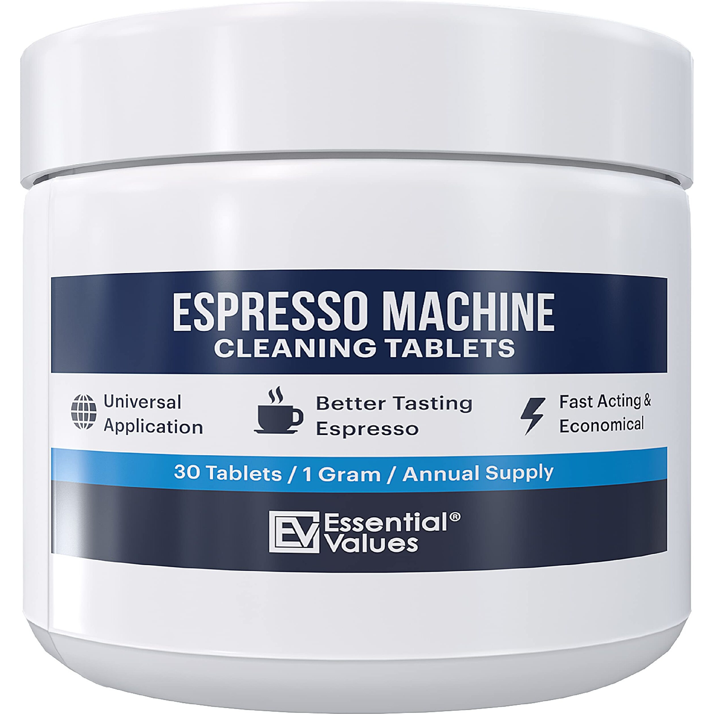 Essential Values Espresso Machine Cleaning Tablets (30 Tablets), Compatible With Breville Barista Express, Gaggia, Delonghi, Jura, Philips - Universal Descaler For Espresso Machines