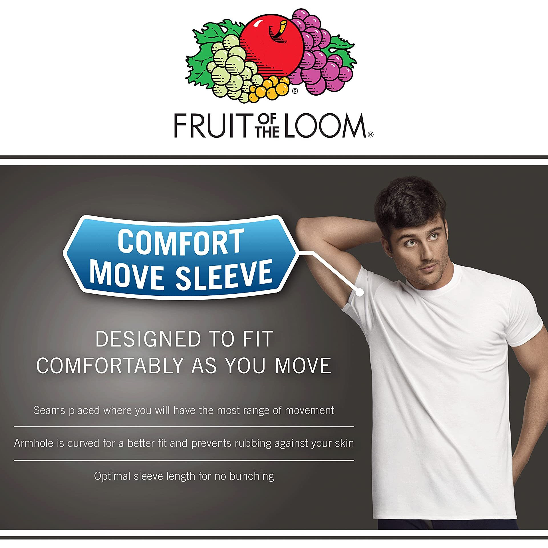 Fruit Of The Loom Mens Eversoft Cotton Stay Tucked V-Neck T-Shirt, Regular - White 6 Pack, Medium Us