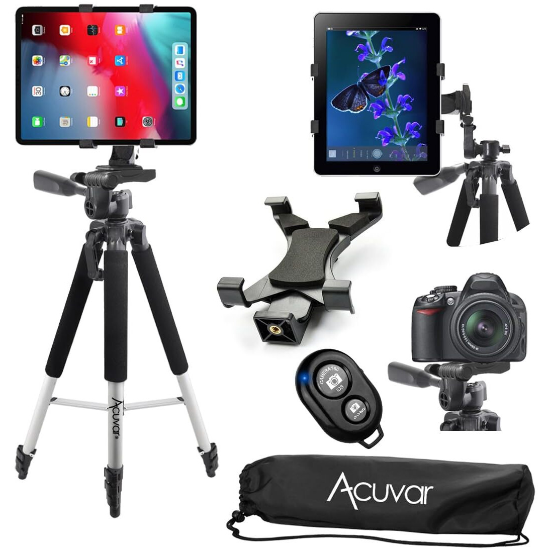 Acuvar 57"" Inch Pro Series Tripod, Tablet Mount, Wireless Shutter Remote For Ipad, Ipad Air, Ipad Mini, Most Other Tablets