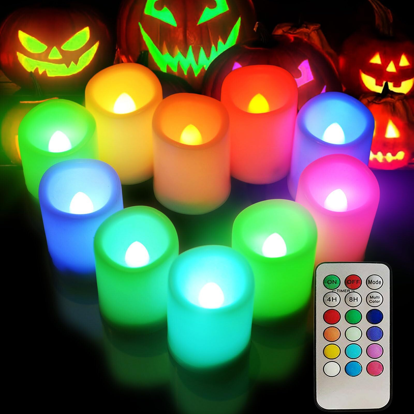 Multi Color Changing Votive Flameless Candles With Remote And Timer - Battery Operated Led Tea Light Candles,Set Of 10 Colored Flickering Candles For Birthday, Wedding, Anniversary Easter Party D  Cor.