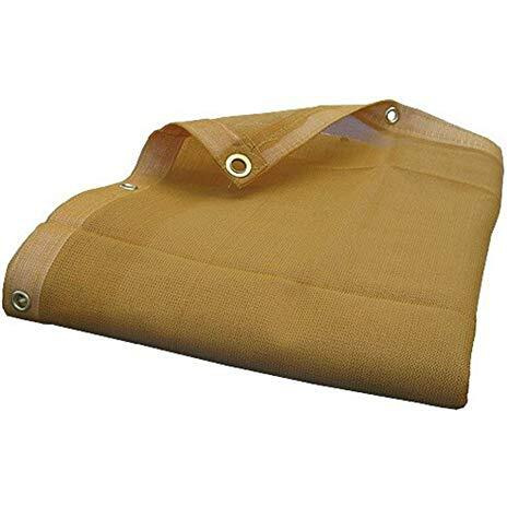 8'X12' Beige Tan Mesh Super Heavy Duty Mesh Tarp Net Sail Sun Shade Awning And Fence Screen Patio And Canopy Cover (Finished Size 7'.6 X 11'.6)