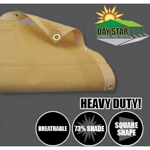 8'X12' Beige Tan Mesh Super Heavy Duty Mesh Tarp Net Sail Sun Shade Awning And Fence Screen Patio And Canopy Cover (Finished Size 7'.6 X 11'.6)