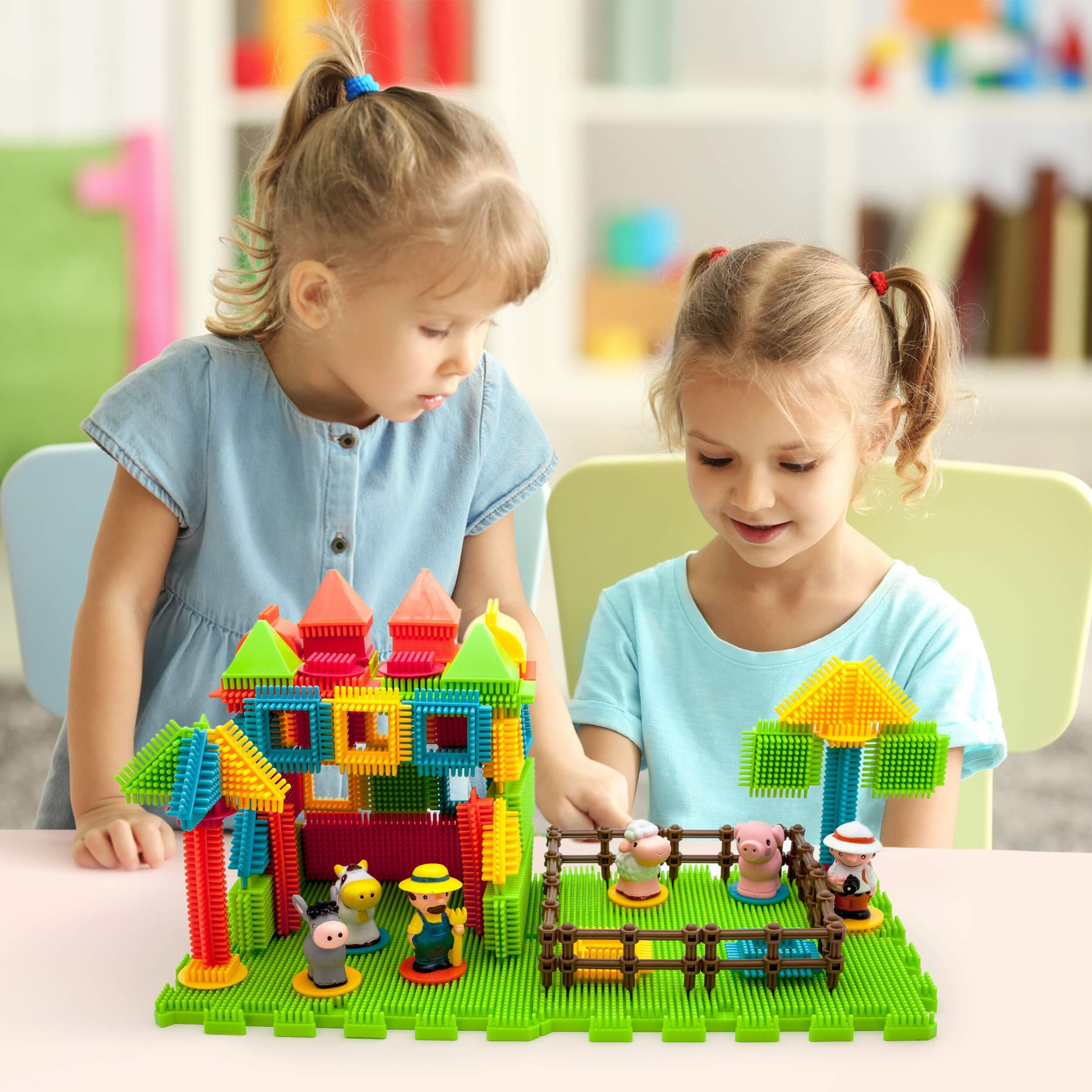 Picassotiles Ptb100 100Pcs Hedgehog Shape 3D Building Blocks Tiles Farm Theme Set Learning Playset Stem Toy Set Educational Kit Child Branin Development Preschool Kindergarten Toy