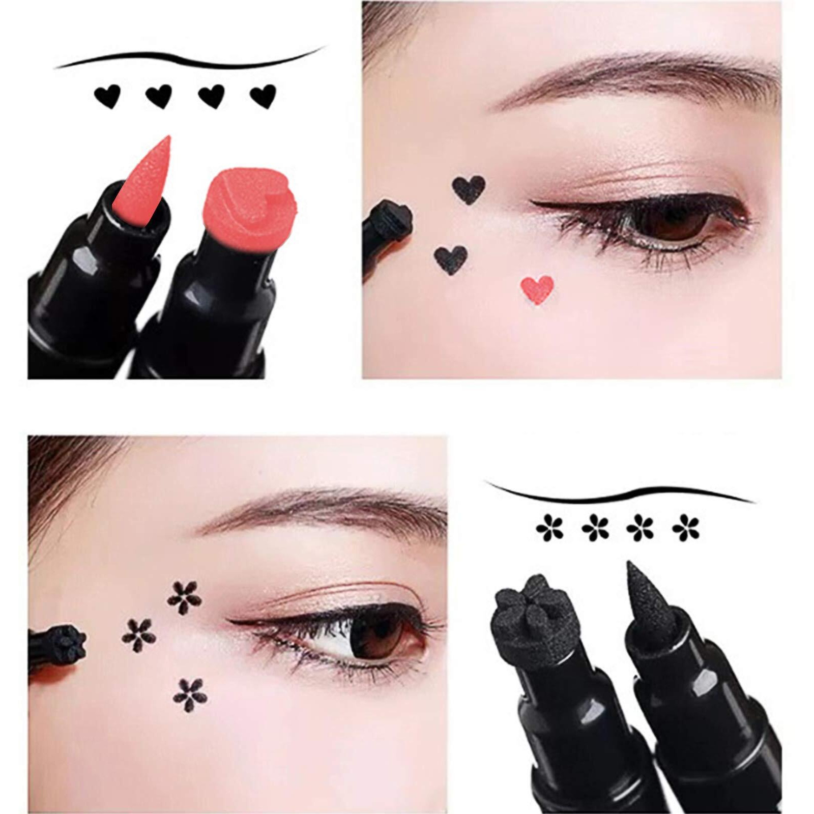 Newbang Double-Sided Headed Liquid Stamp Eyeliner Pen, Pencil With Eye Makeup Stamp Waterproof Double Sided Long Lasting Seal Eye-Liner Stencils Long-Lasting Tattoo Makeup(6In1)