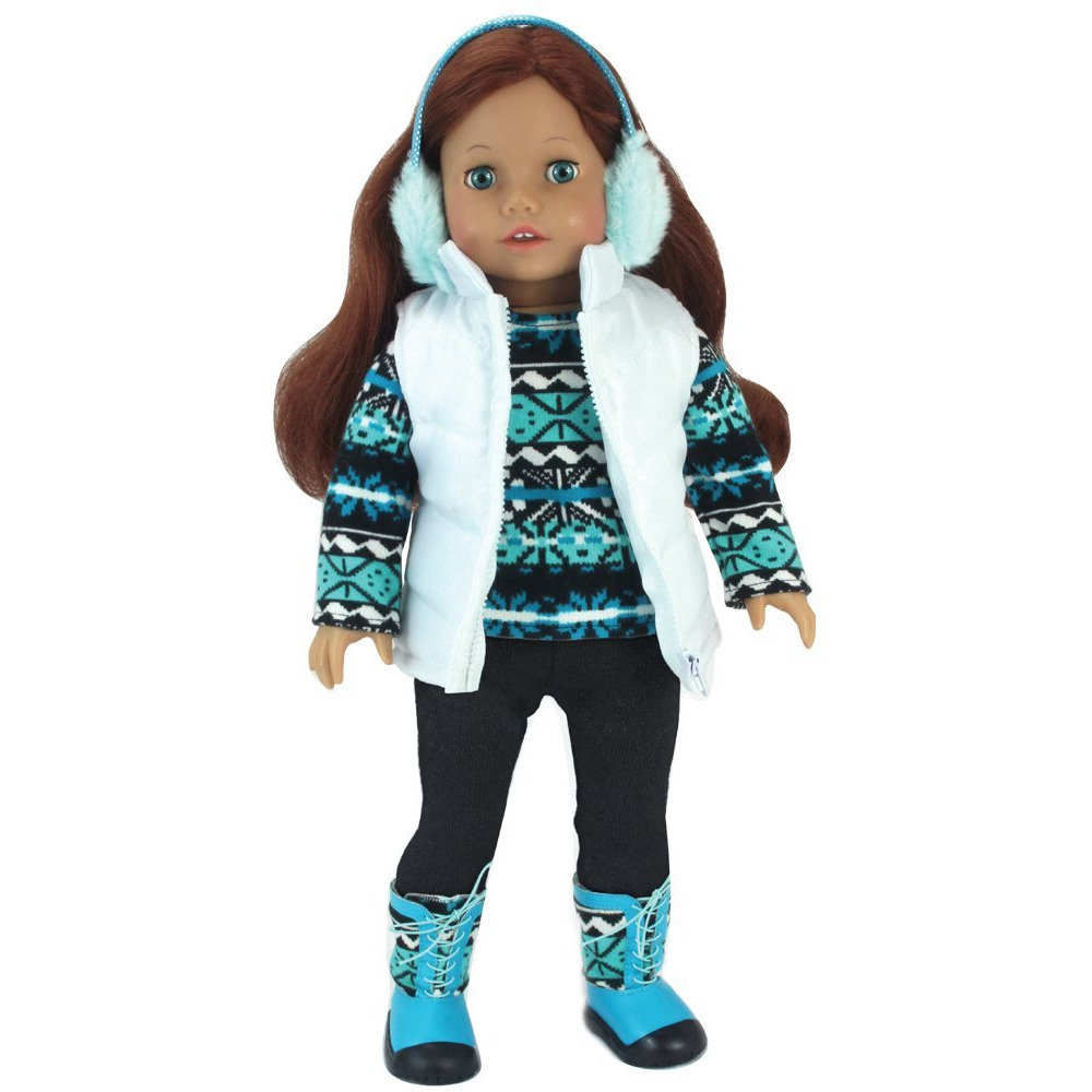 Sophia's - 18"" Doll - Print Knit Sweater, Leggings & Vest - Blue