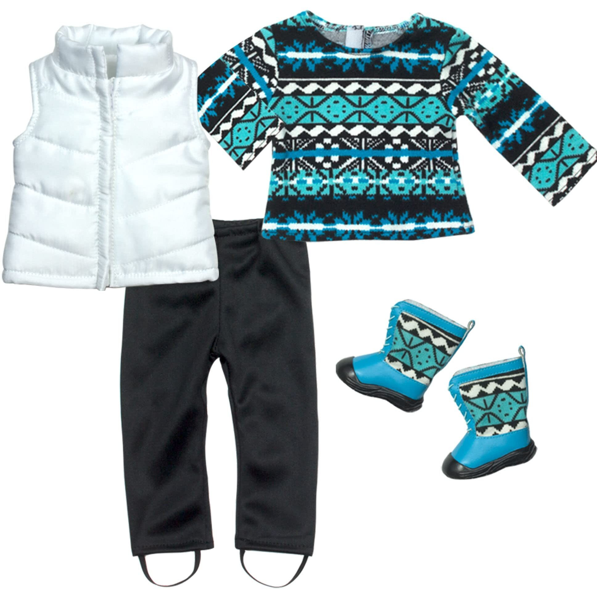 Sophia's - 18"" Doll - Print Knit Sweater, Leggings & Vest - Blue