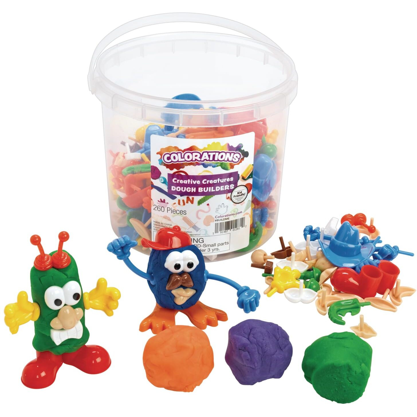 Colorations - Buildme Creative Creatures Dough Builders (Includes 260 Pieces) - Dough & Molding Clay Accessories For Kids - Screen-Free Play Time - Builds Animals & Characters