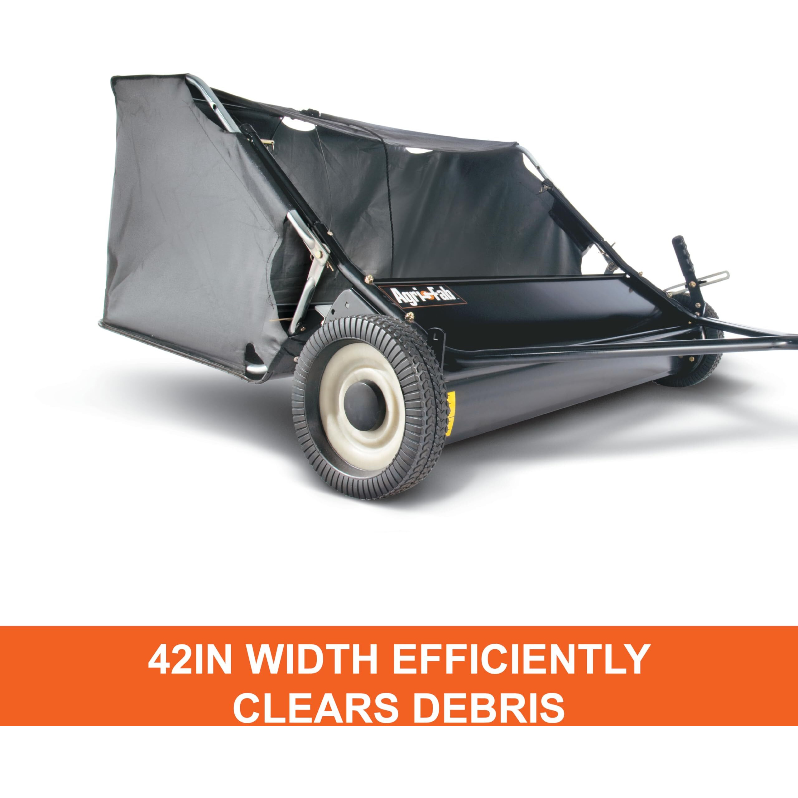 Agri-Fab 45-0320 42"" Tow-Behind Lawn Sweeper, 12 Cu. Ft Hopper Bag Capacity Leaf & Grass Cathcher, With Adjustable Brush Height And Easy To Use Dumping Rope