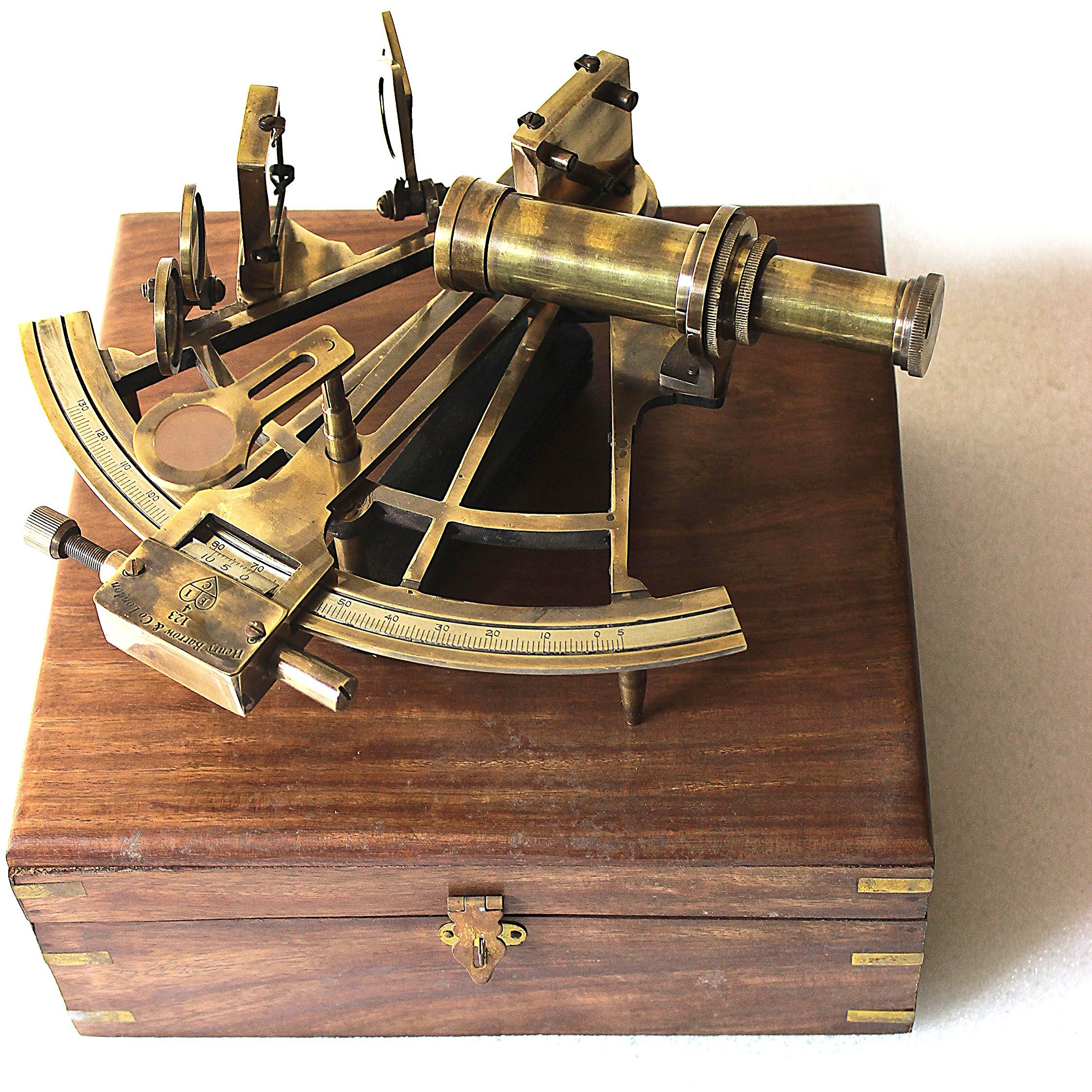 Nautical Marine Heavy German Working Model Ship Sextant Sea Collectible Antique Wooden Box Gift Item