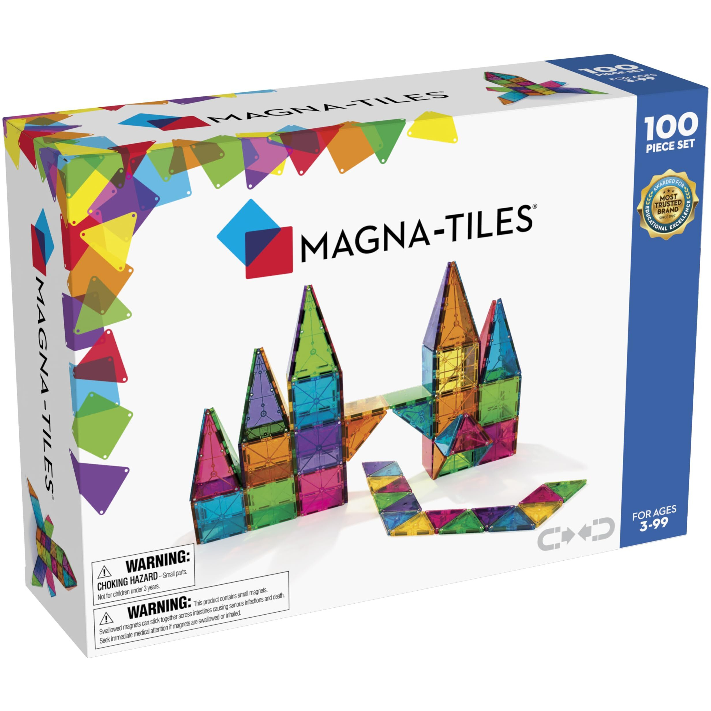 Magna-Tiles Classic 100-Piece Magnetic Construction Set, The Original Magnetic Building Brand