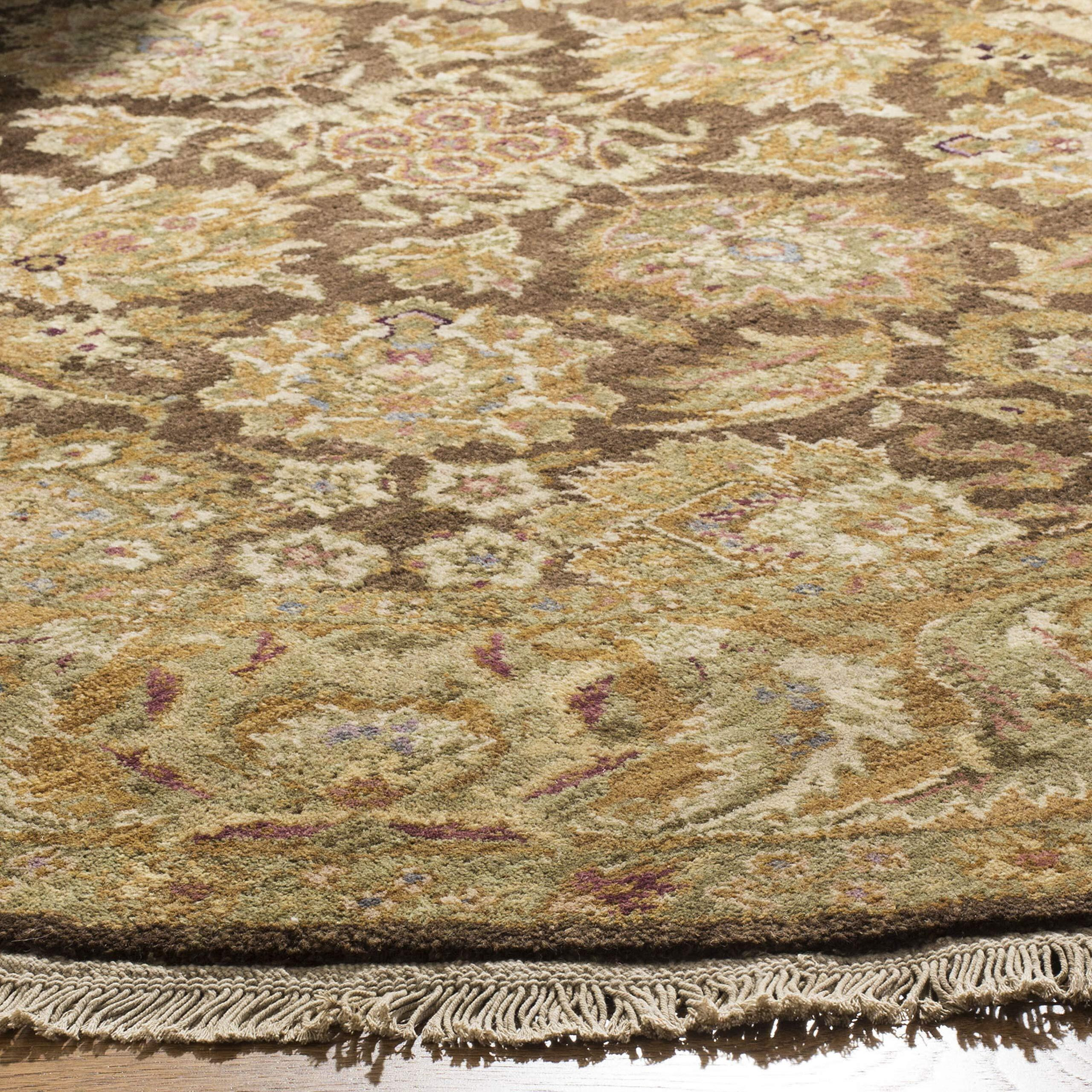Safavieh Old World Collection 4' Round Dark Brown / Gold Ow115B Handmade Traditional Oriental Premium Wool Area Rug